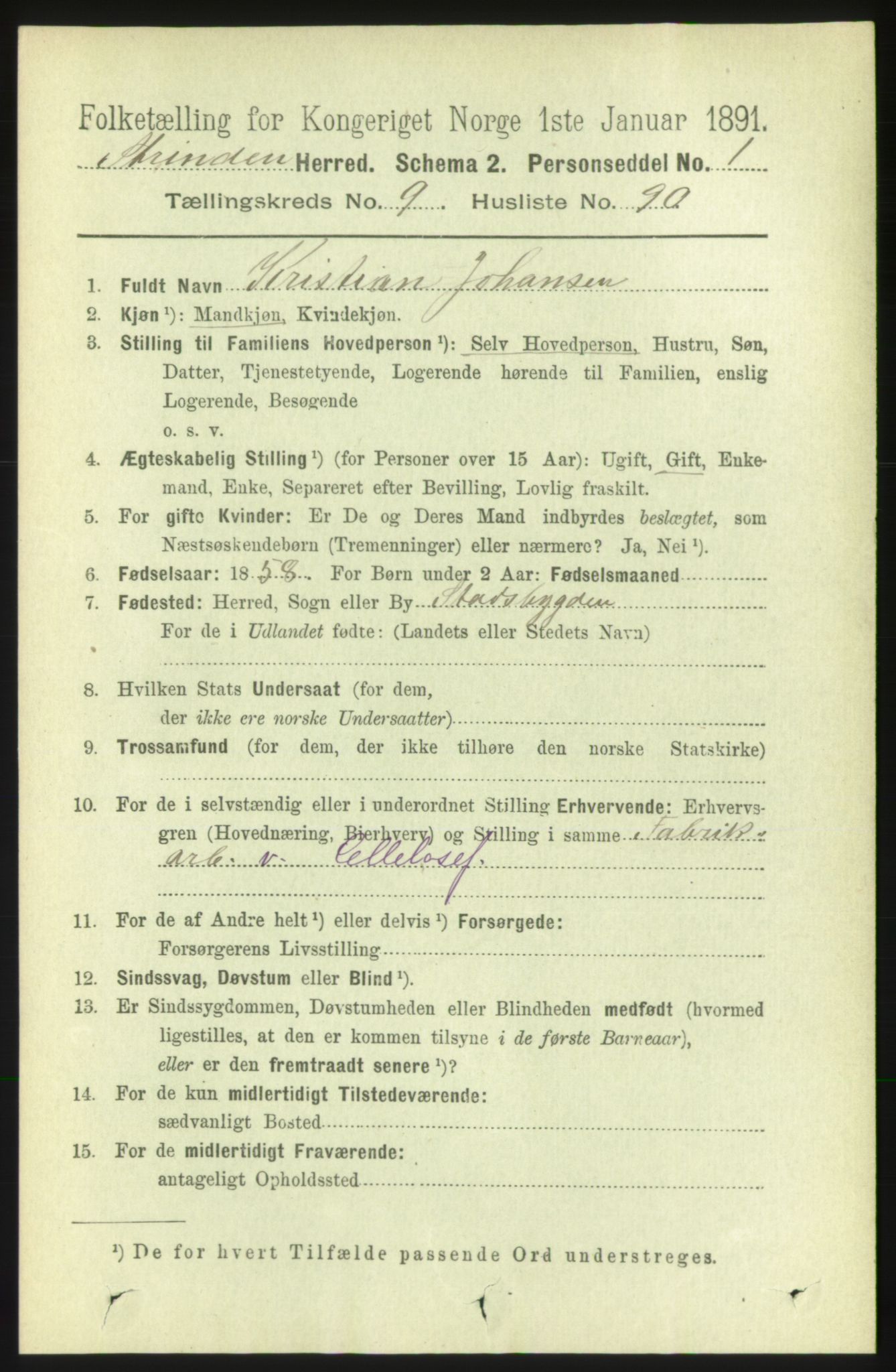 RA, 1891 census for 1660 Strinda, 1891, p. 8877