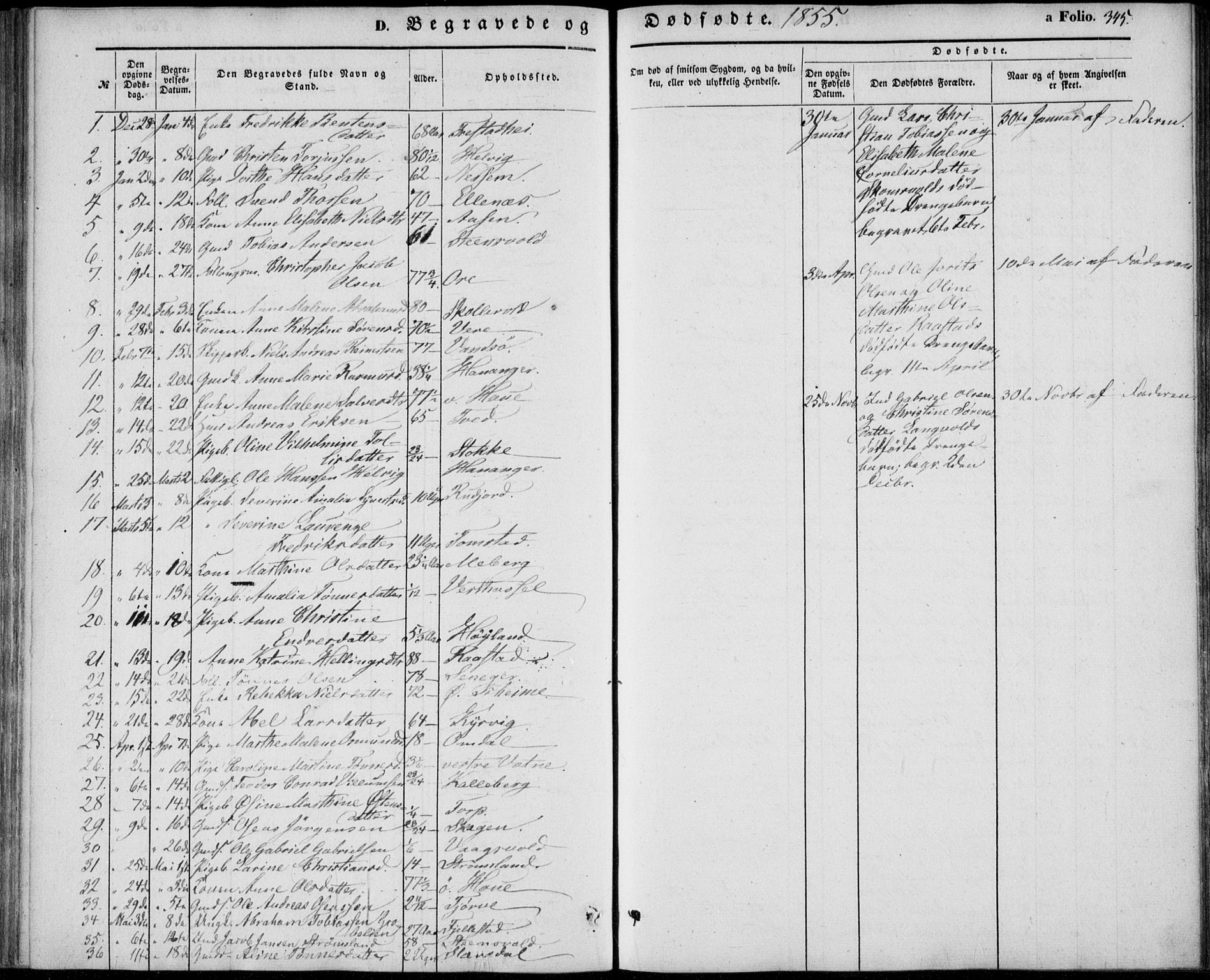 Lista sokneprestkontor, AV/SAK-1111-0027/F/Fb/L0002: Parish register (copy) no. B 2, 1847-1862, p. 345