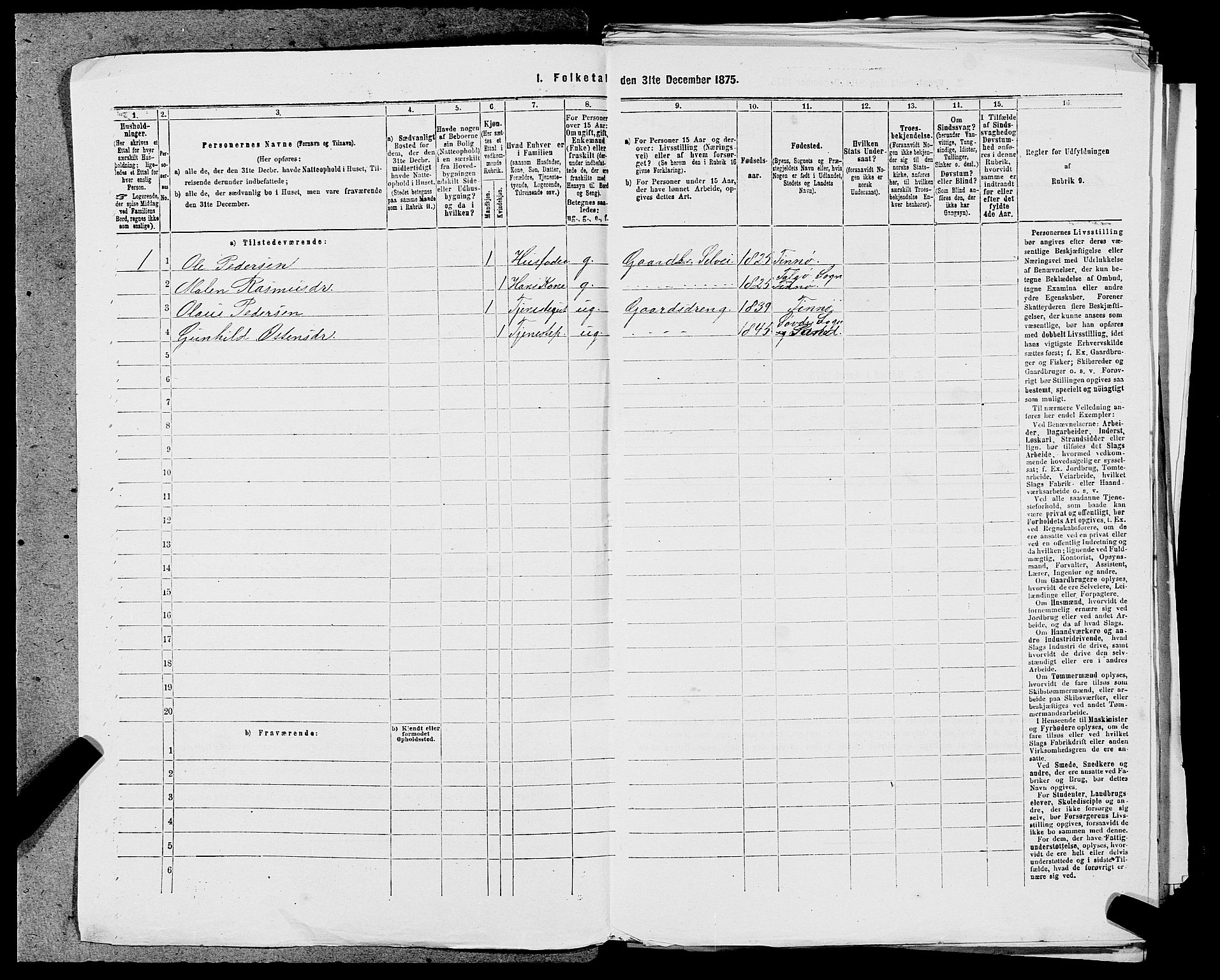 SAST, 1875 census for 1141P Finnøy, 1875, p. 463