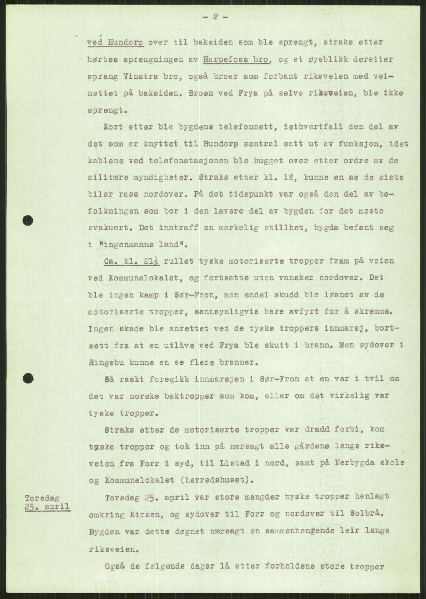 Forsvaret, Forsvarets krigshistoriske avdeling, AV/RA-RAFA-2017/Y/Ya/L0014: II-C-11-31 - Fylkesmenn.  Rapporter om krigsbegivenhetene 1940., 1940, p. 89