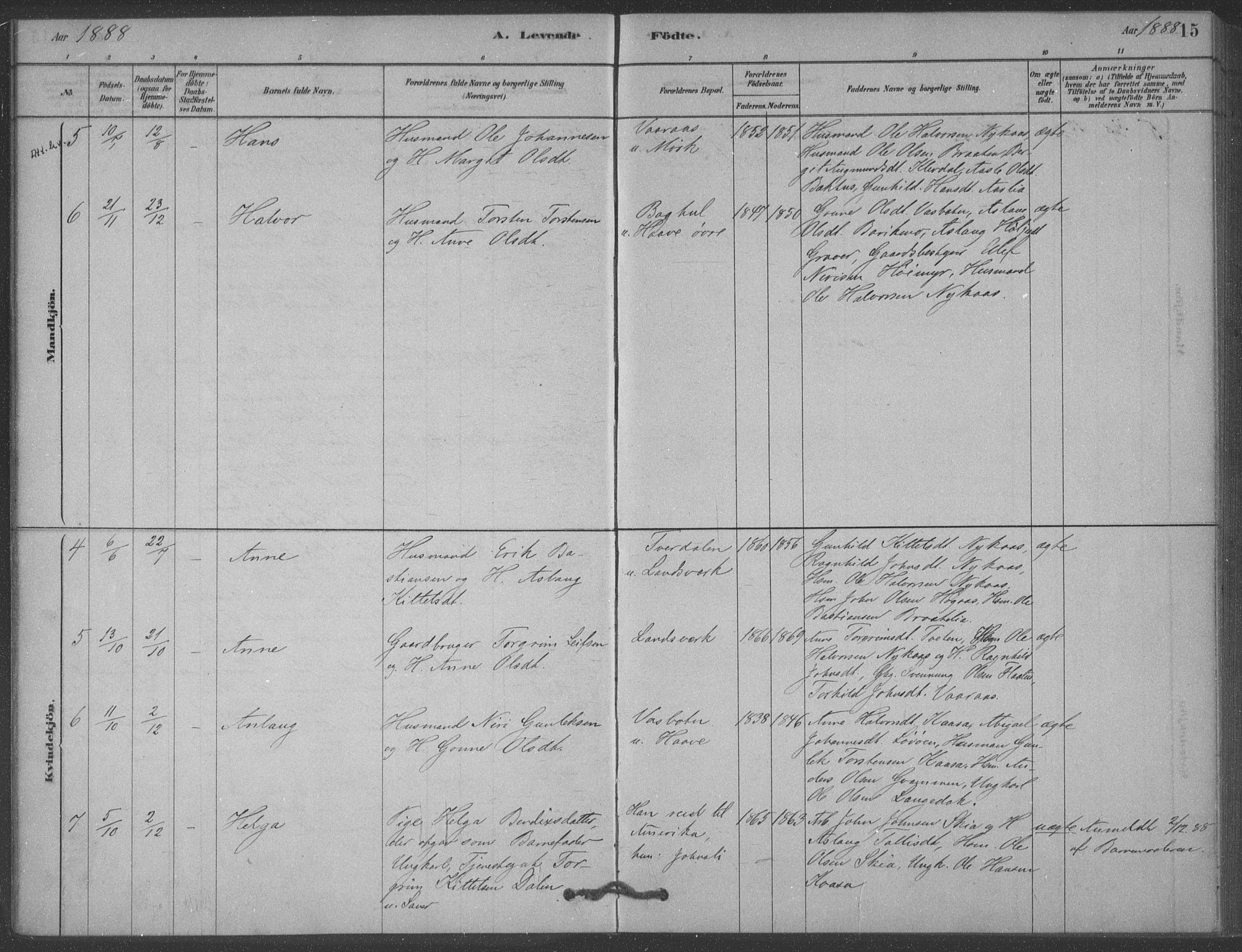 Heddal kirkebøker, SAKO/A-268/F/Fb/L0002: Parish register (official) no. II 2, 1878-1913, p. 15