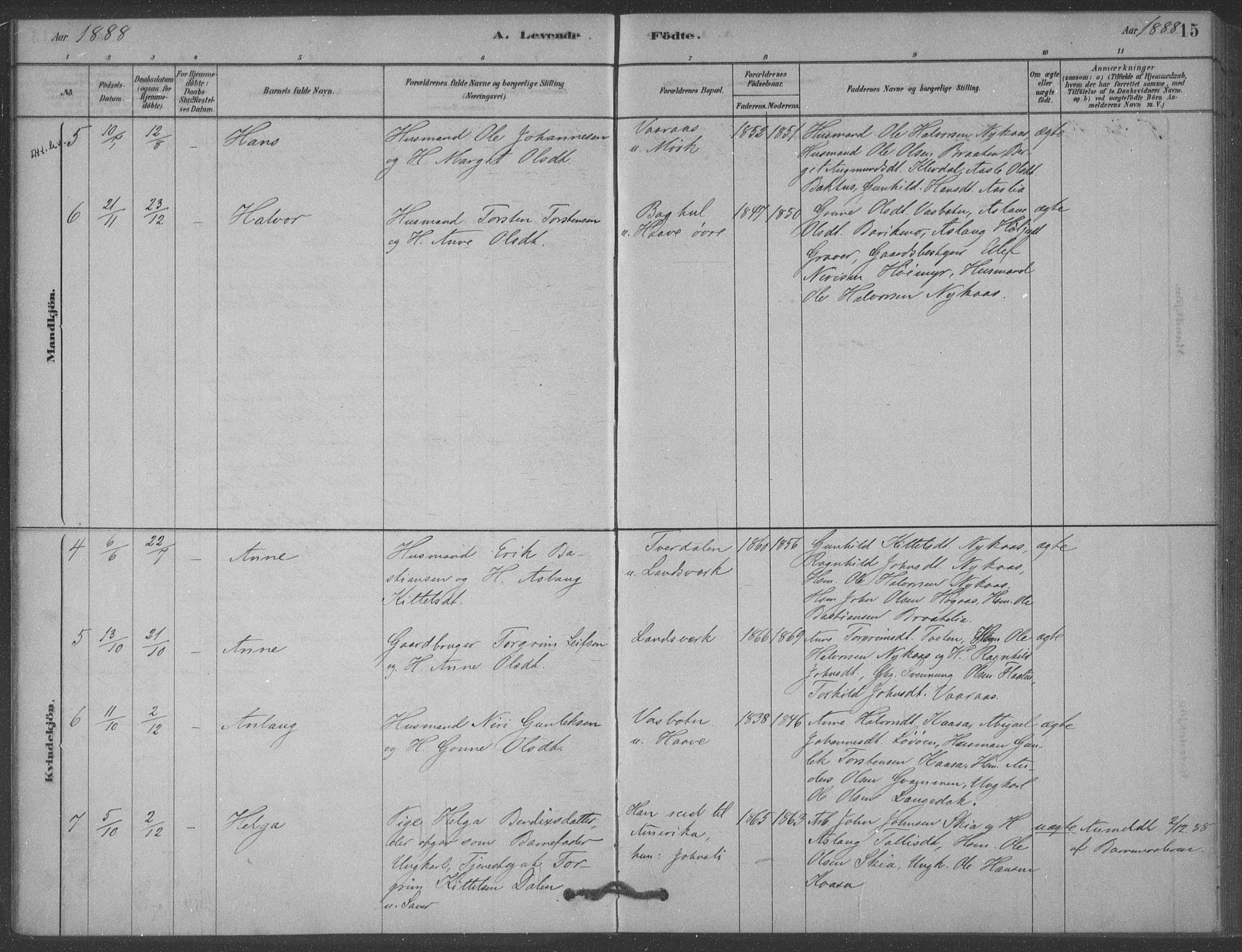 Heddal kirkebøker, AV/SAKO-A-268/F/Fb/L0002: Parish register (official) no. II 2, 1878-1913, p. 15