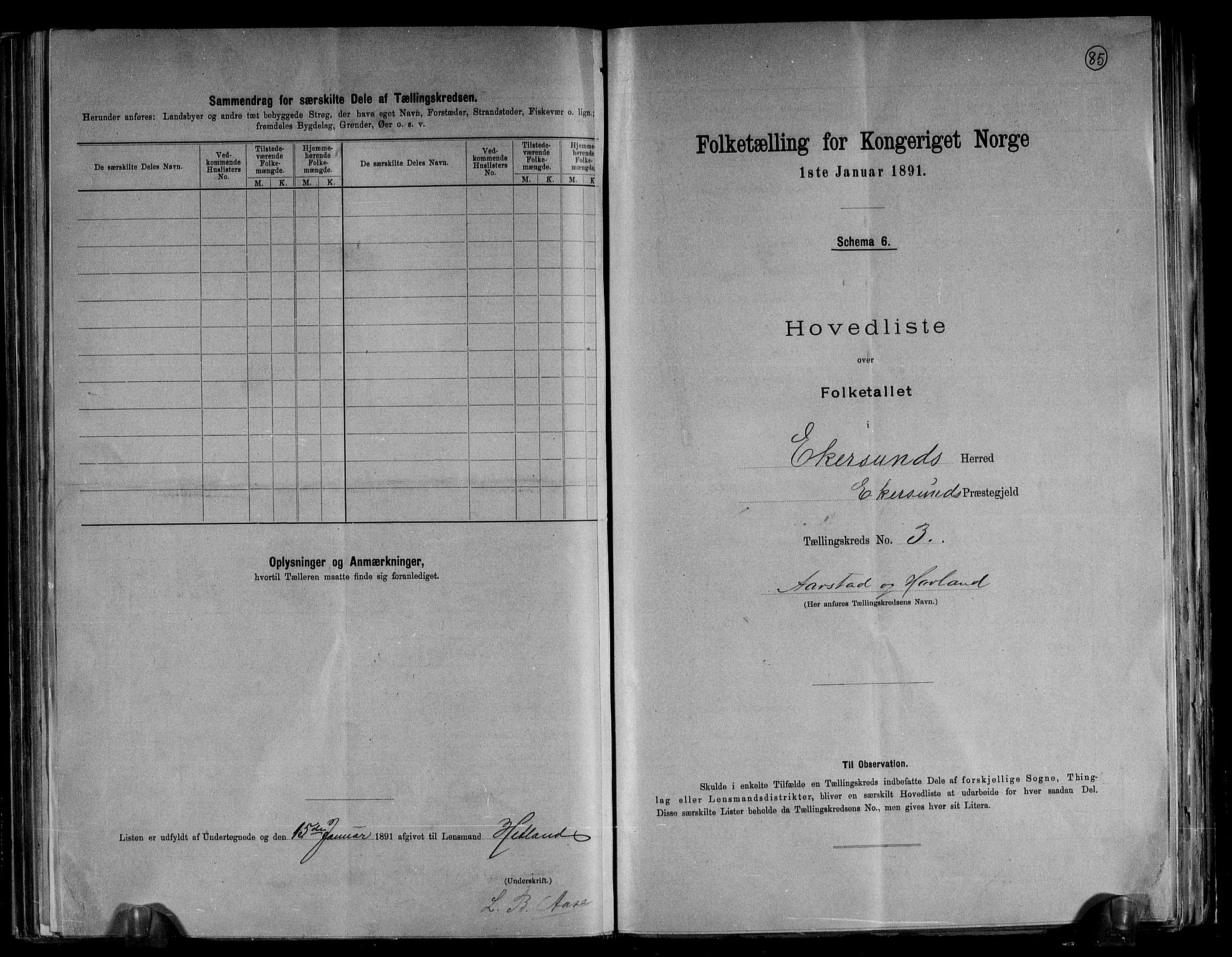 RA, 1891 census for 1116 Eigersund herred, 1891, p. 8