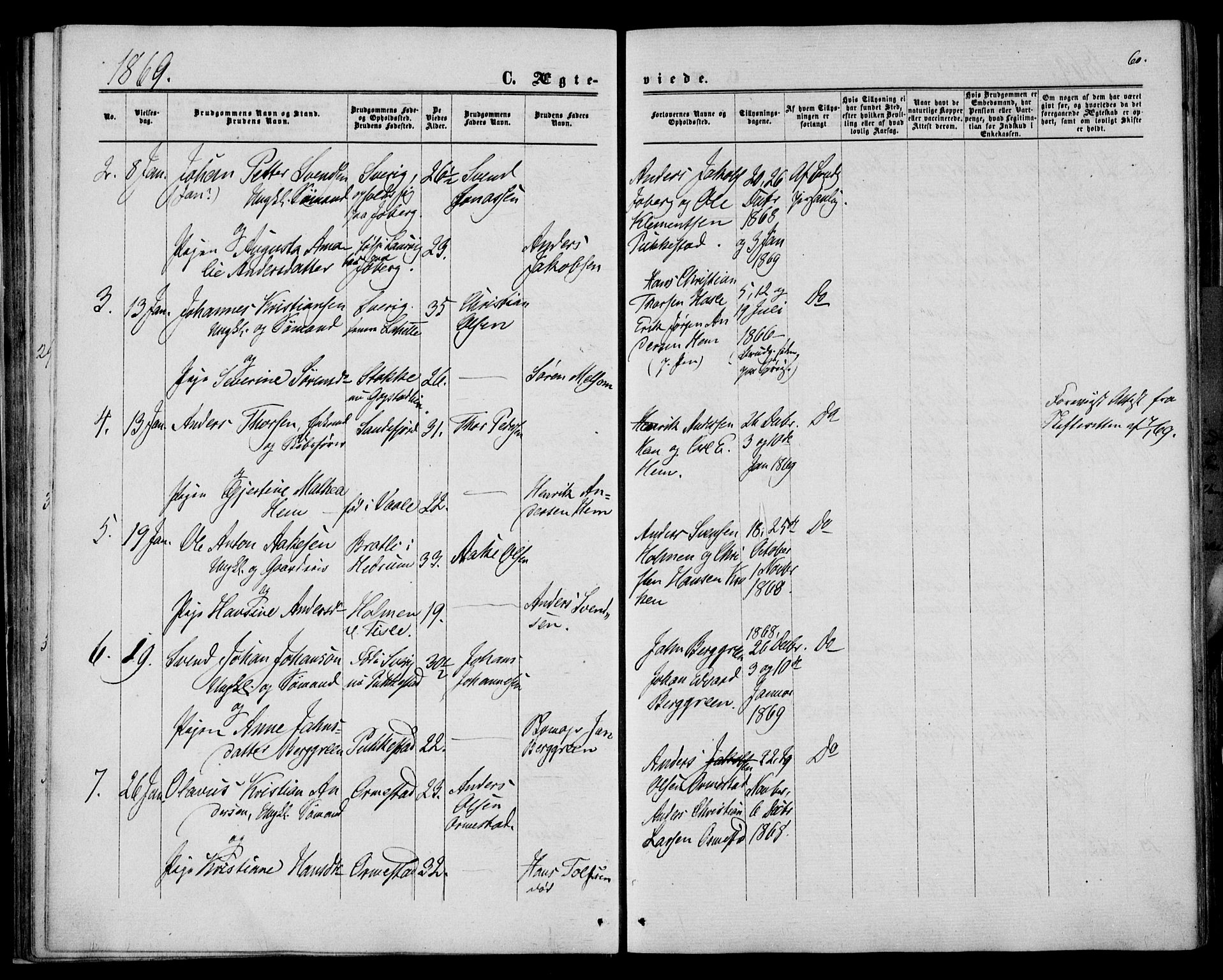 Sandar kirkebøker, SAKO/A-243/F/Fa/L0009: Parish register (official) no. 9, 1862-1871, p. 60