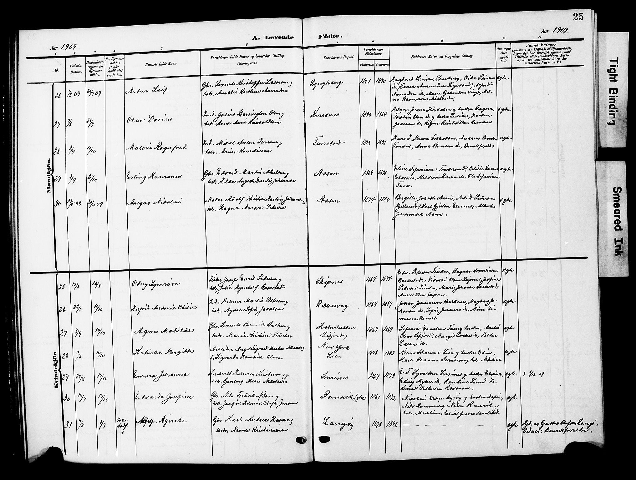 Ministerialprotokoller, klokkerbøker og fødselsregistre - Nordland, AV/SAT-A-1459/893/L1350: Parish register (copy) no. 893C05, 1906-1927, p. 25