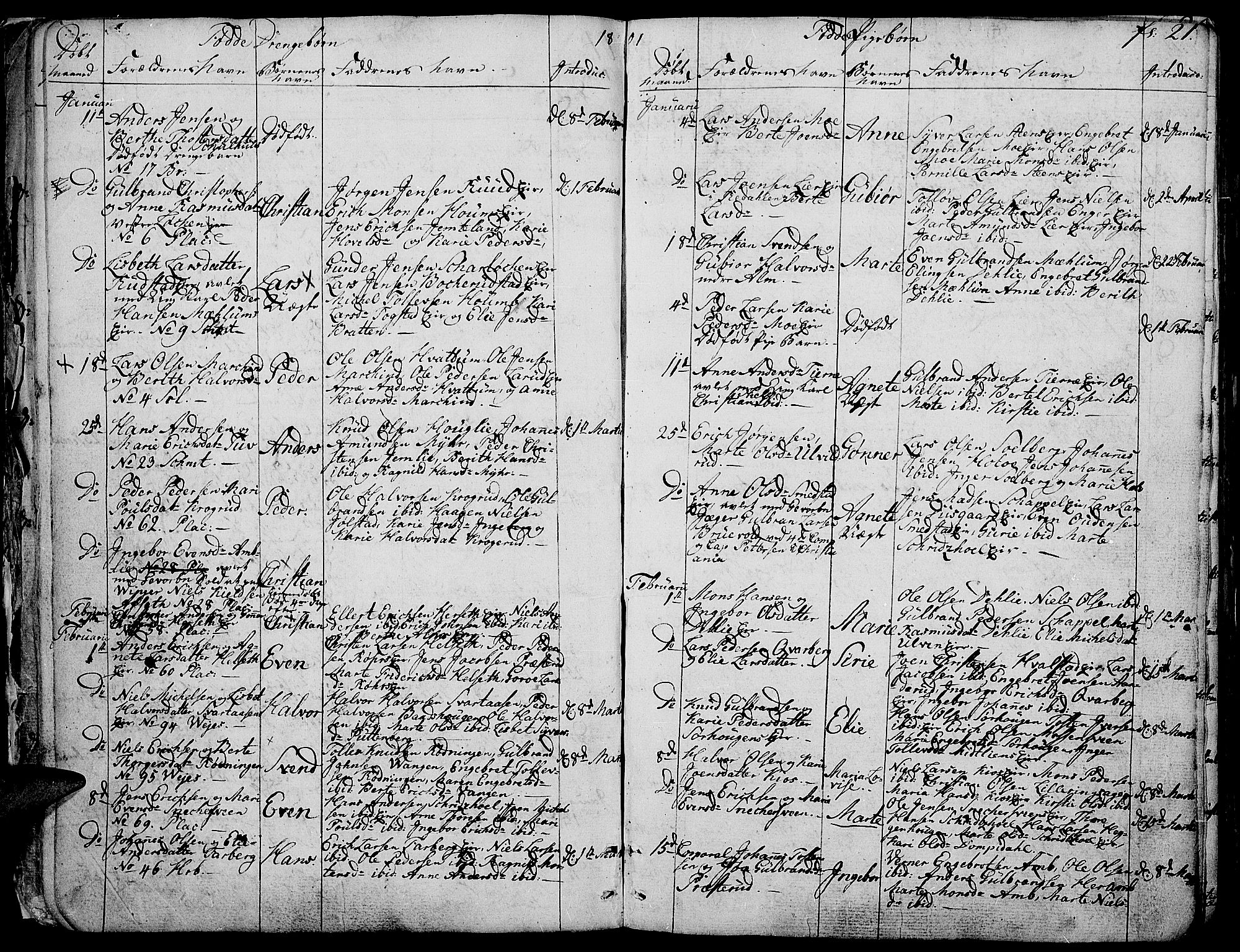 Ringsaker prestekontor, AV/SAH-PREST-014/K/Ka/L0004: Parish register (official) no. 4, 1799-1814, p. 21