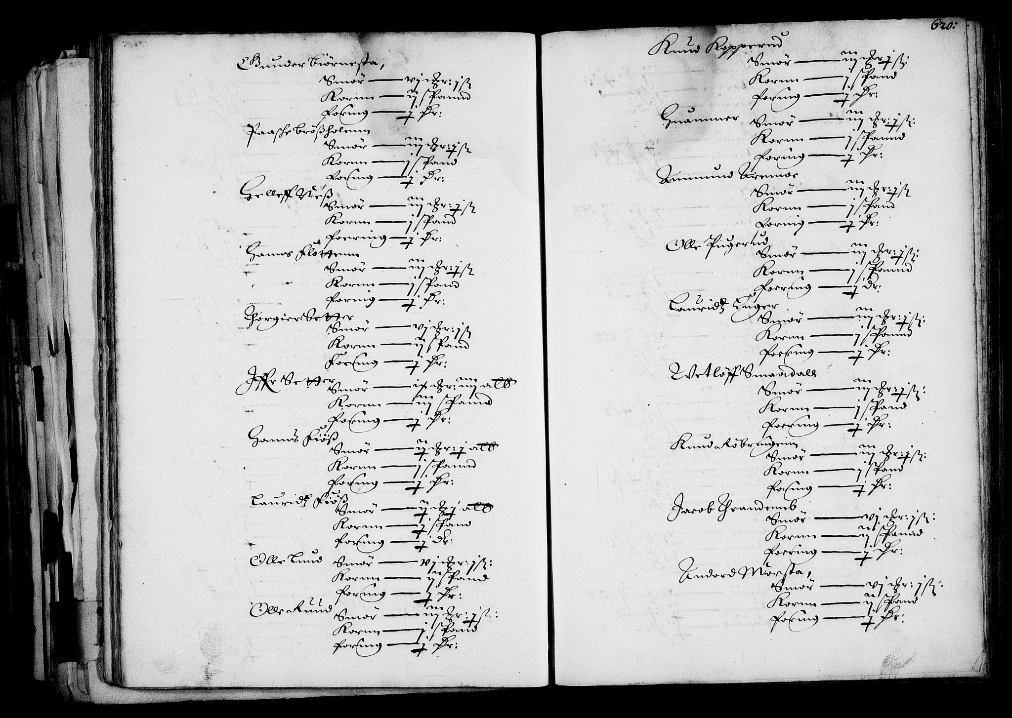 Rentekammeret inntil 1814, Realistisk ordnet avdeling, AV/RA-EA-4070/N/Na/L0001: [XI f]: Akershus stifts jordebok, 1652, p. 619b-620a