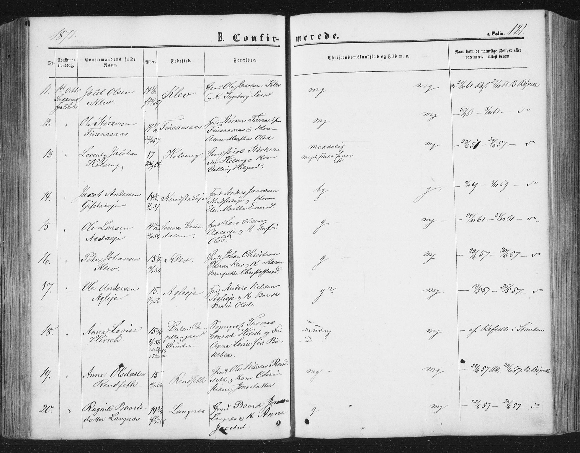 Ministerialprotokoller, klokkerbøker og fødselsregistre - Nord-Trøndelag, SAT/A-1458/749/L0472: Parish register (official) no. 749A06, 1857-1873, p. 121