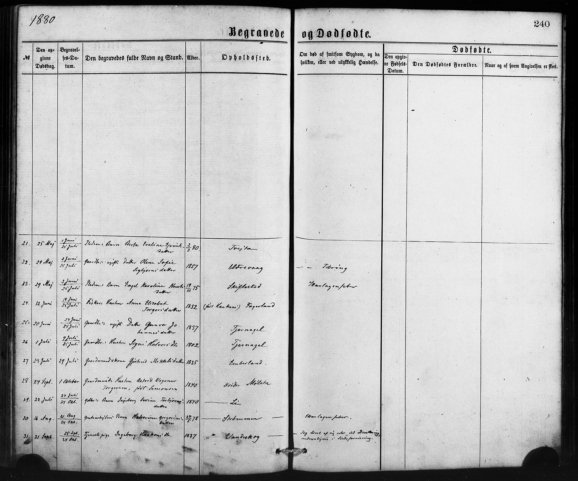 Sveio Sokneprestembete, SAB/A-78501/H/Haa: Parish register (official) no. B 1, 1870-1883, p. 240