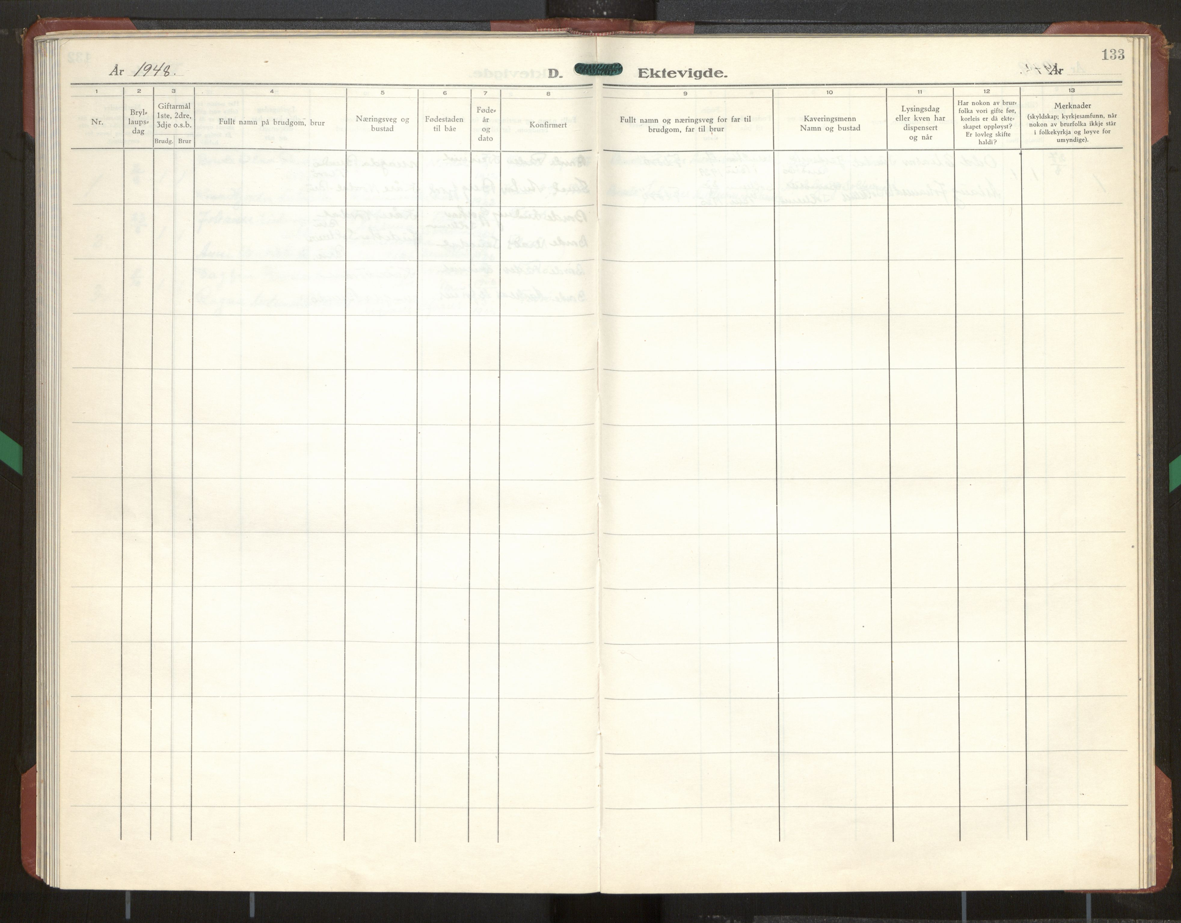 Kinn sokneprestembete, AV/SAB-A-80801/H/Hab/Habd/L0002: Parish register (copy) no. D 2, 1945-1975, p. 133