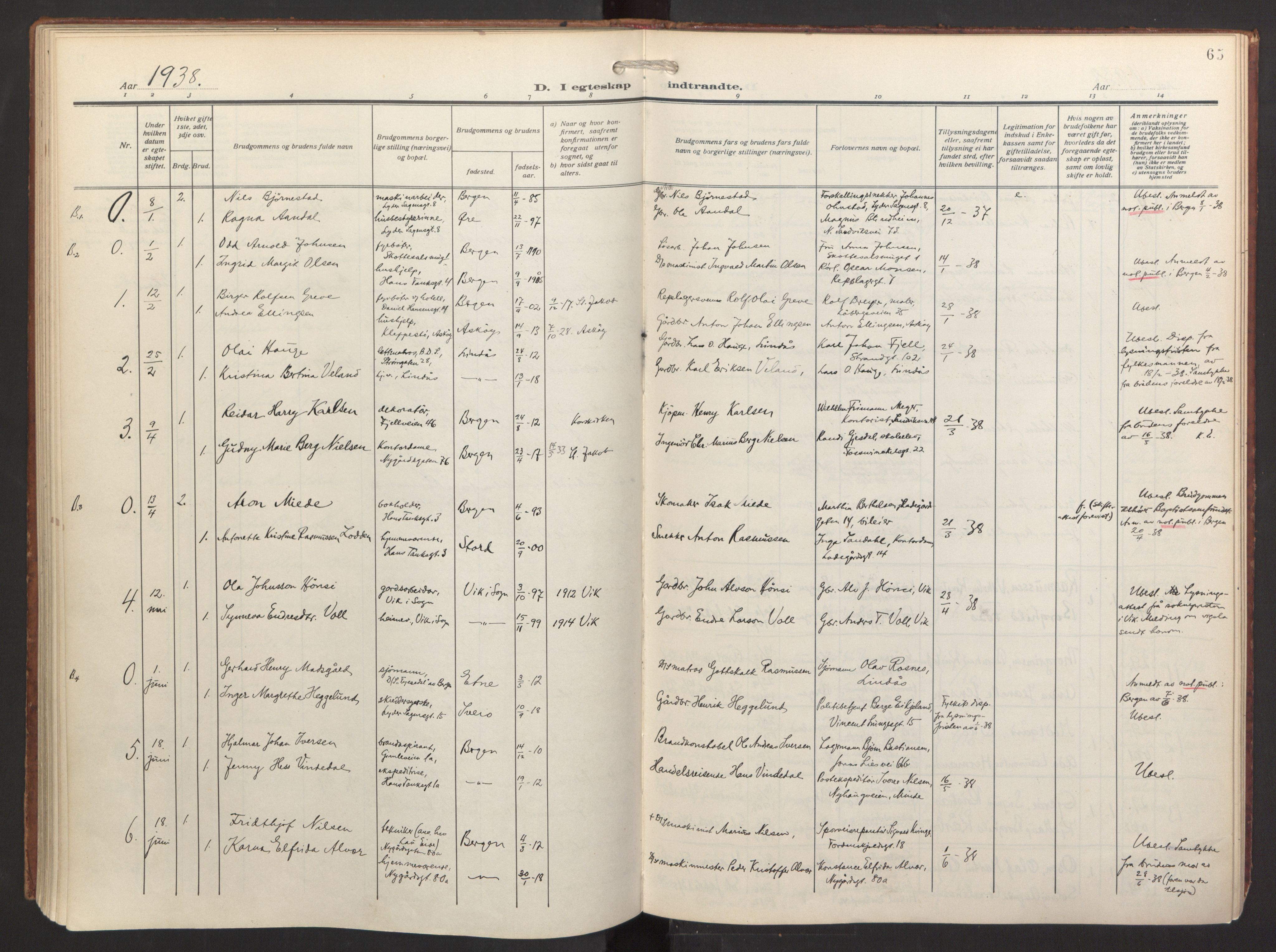 St. Jacob sokneprestembete, AV/SAB-A-78001/H/Haa/L0005: Parish register (official) no. C 1, 1917-1951, p. 65