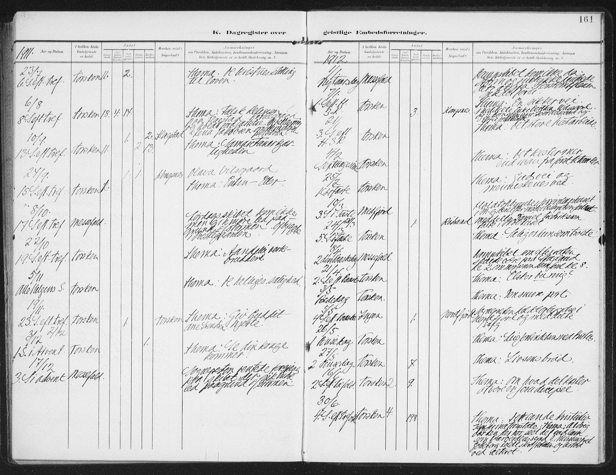 Berg sokneprestkontor, AV/SATØ-S-1318/G/Ga/Gaa/L0008kirke: Parish register (official) no. 8, 1904-1916, p. 161