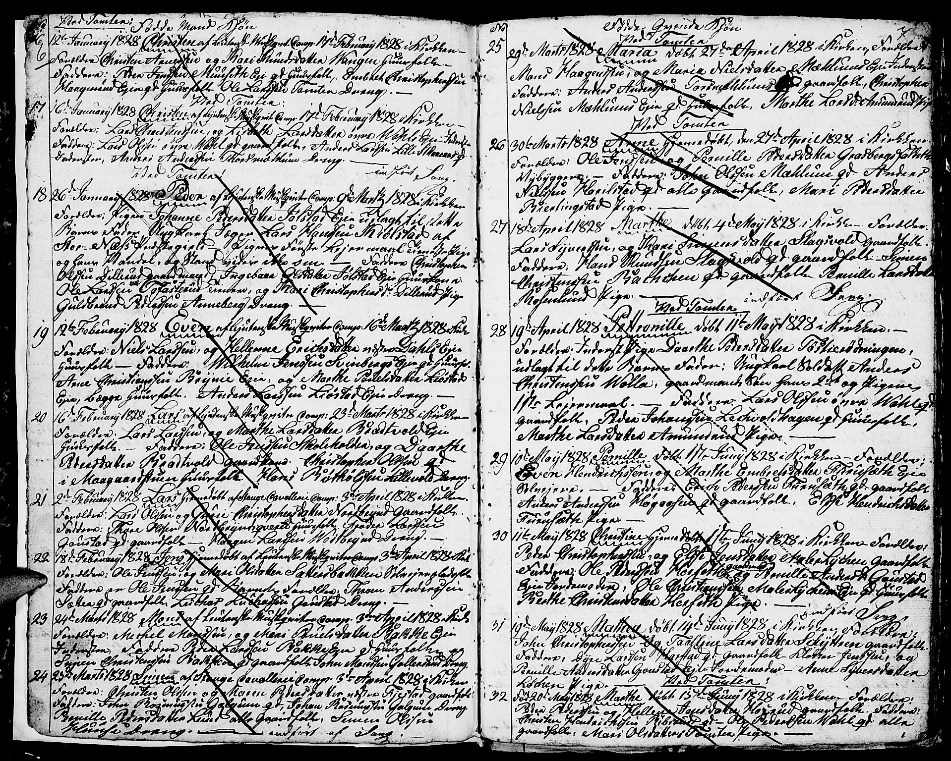 Romedal prestekontor, SAH/PREST-004/L/L0006: Parish register (copy) no. 6, 1828-1830, p. 6-7