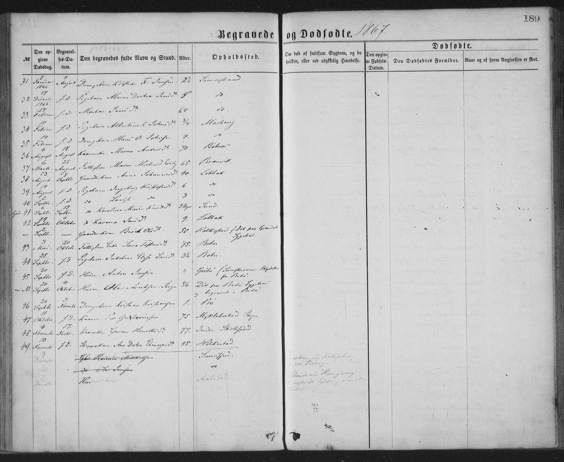 Ministerialprotokoller, klokkerbøker og fødselsregistre - Nordland, AV/SAT-A-1459/855/L0801: Parish register (official) no. 855A09, 1864-1874, p. 189