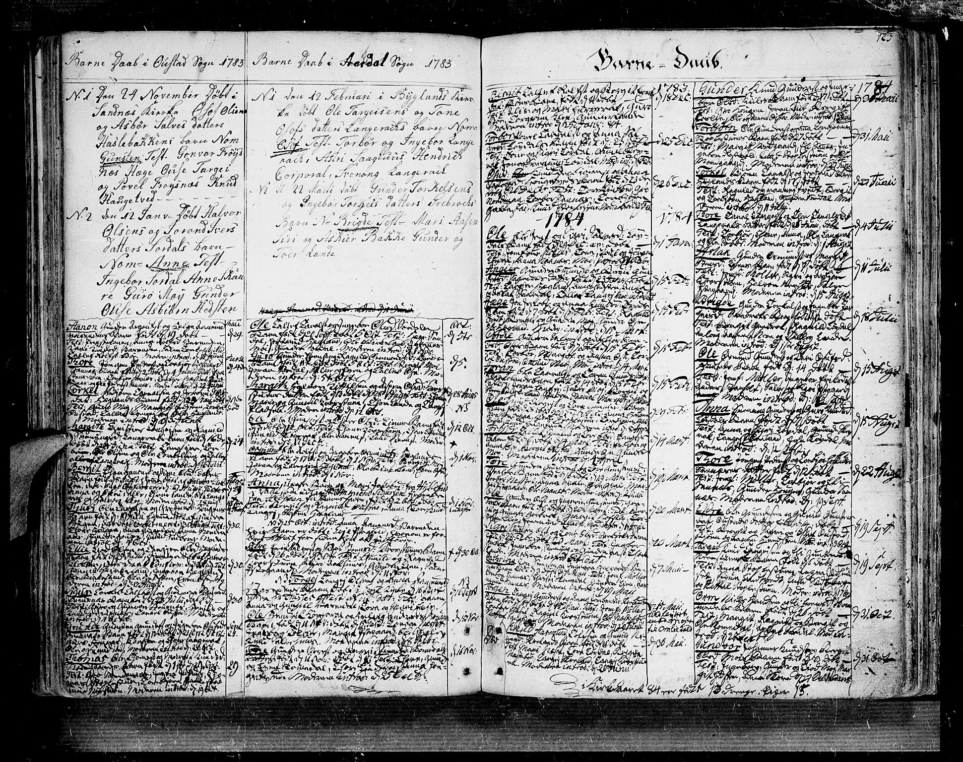 Bygland sokneprestkontor, SAK/1111-0006/F/Fa/Fab/L0002: Parish register (official) no. A 2, 1766-1816, p. 123