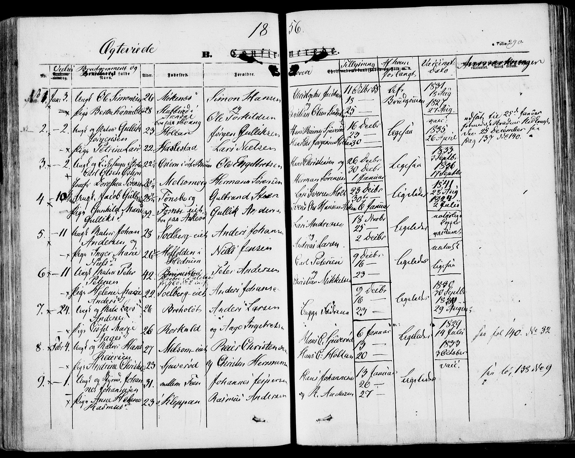Stokke kirkebøker, SAKO/A-320/F/Fa/L0007: Parish register (official) no. I 7, 1844-1857, p. 290