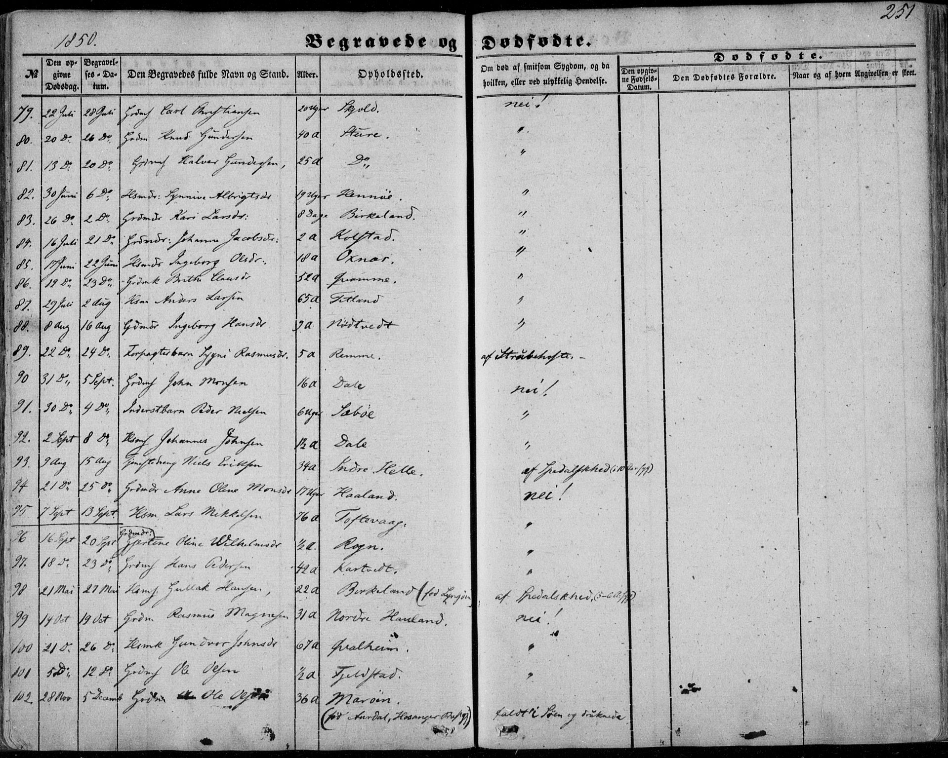 Manger sokneprestembete, AV/SAB-A-76801/H/Haa: Parish register (official) no. A 6, 1849-1859, p. 251