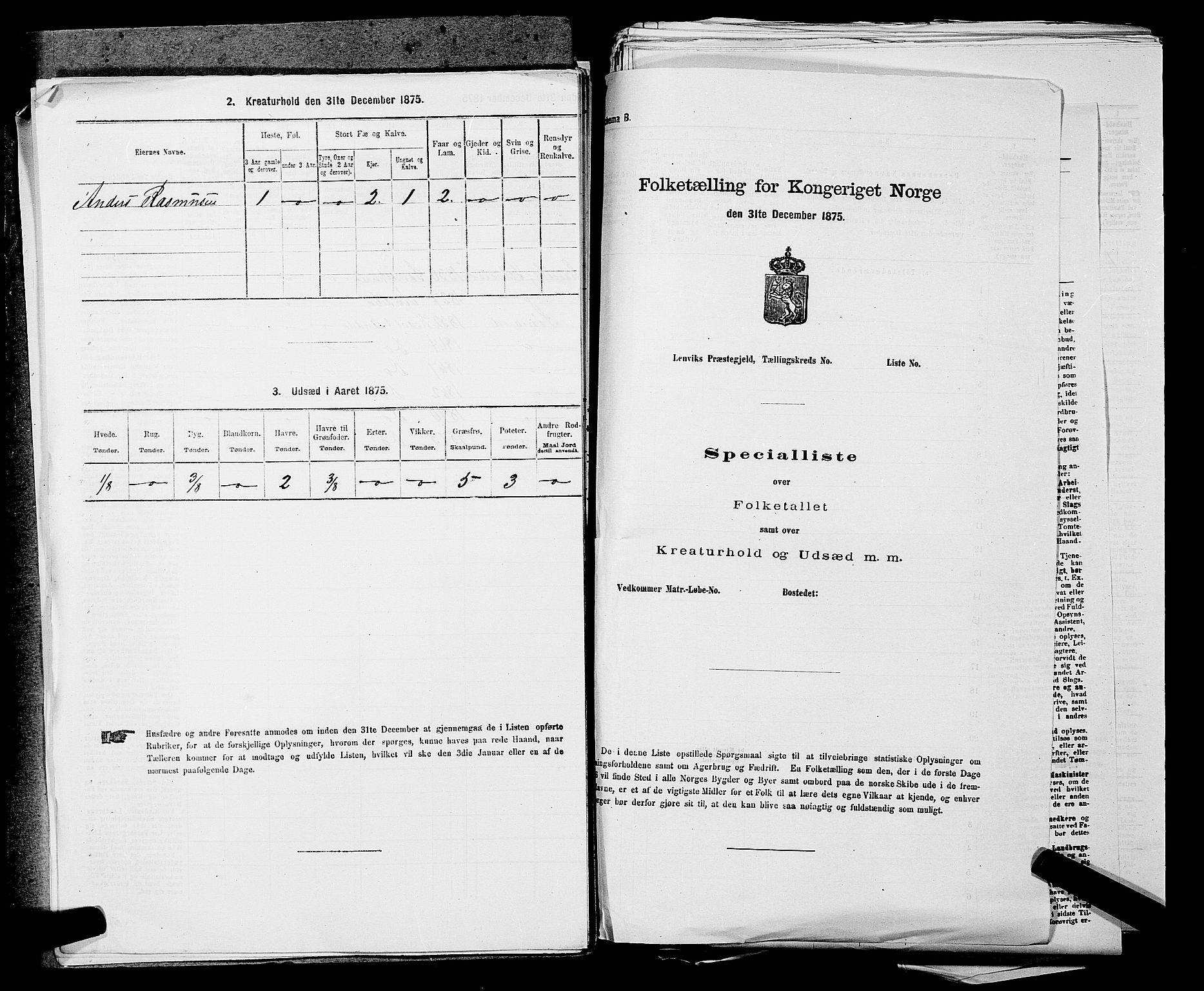 SAKO, 1875 census for 0719P Andebu, 1875, p. 849