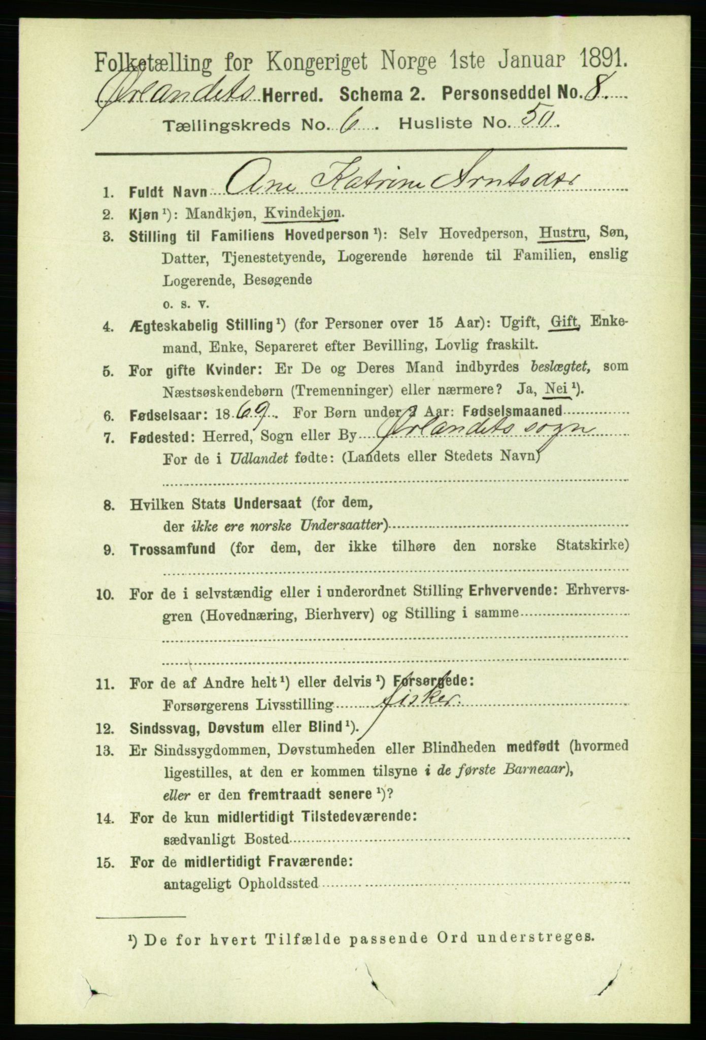 RA, 1891 census for 1621 Ørland, 1891, p. 2148