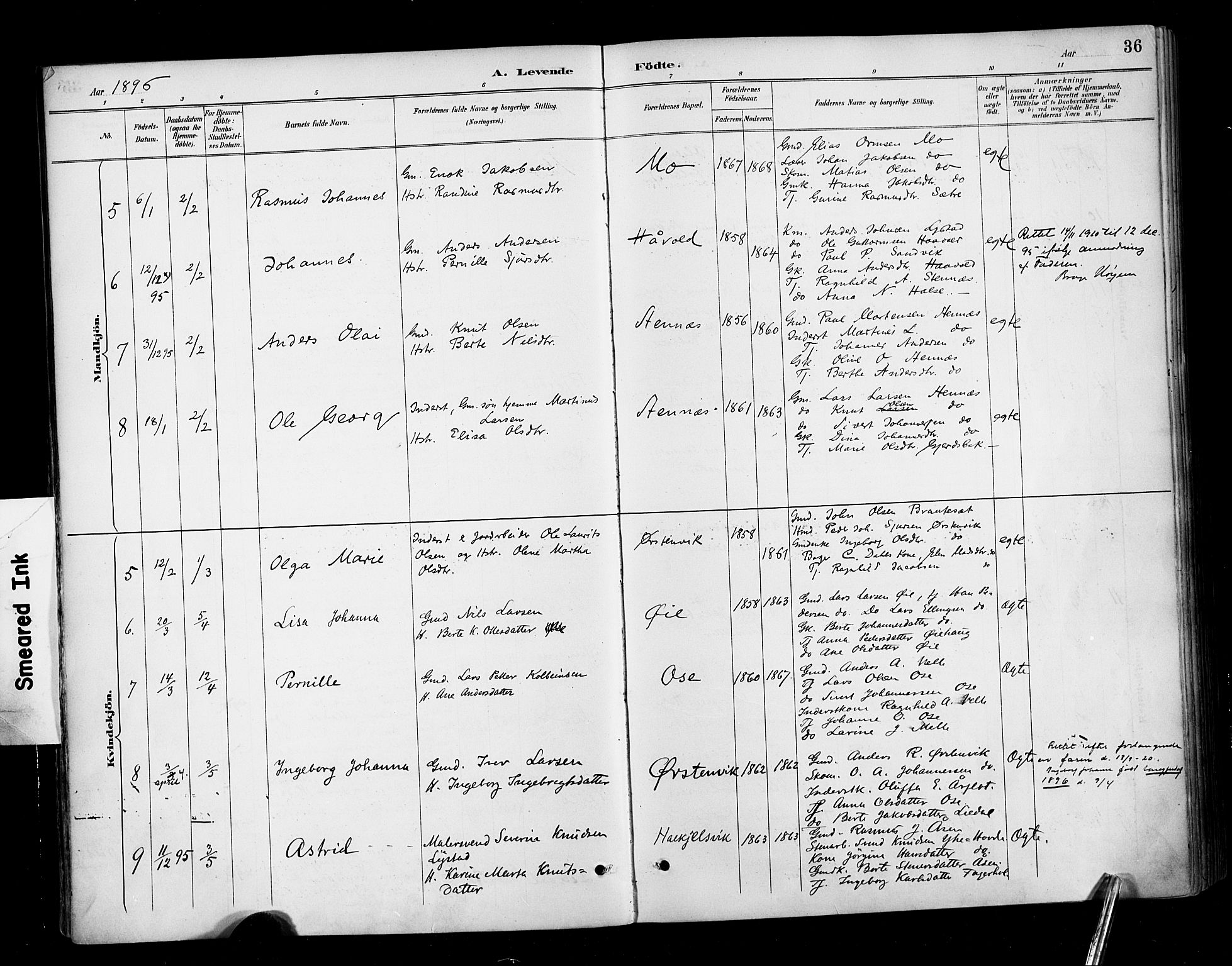 Ministerialprotokoller, klokkerbøker og fødselsregistre - Møre og Romsdal, AV/SAT-A-1454/513/L0177: Parish register (official) no. 513A04, 1890-1906, p. 36