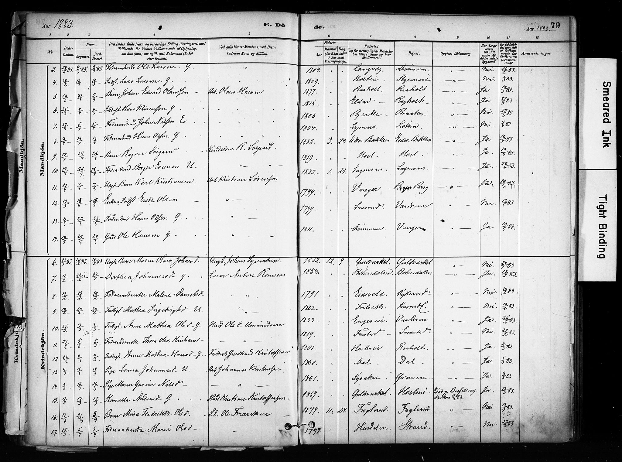 Eidsvoll prestekontor Kirkebøker, SAO/A-10888/F/Fa/L0003: Parish register (official) no. I 3, 1882-1895, p. 79