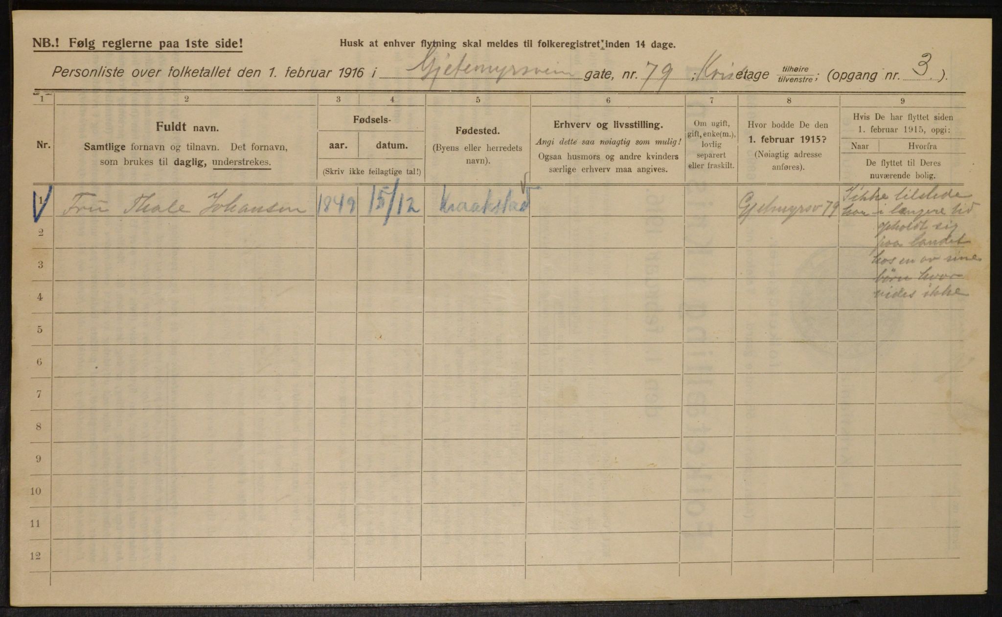 OBA, Municipal Census 1916 for Kristiania, 1916, p. 29646