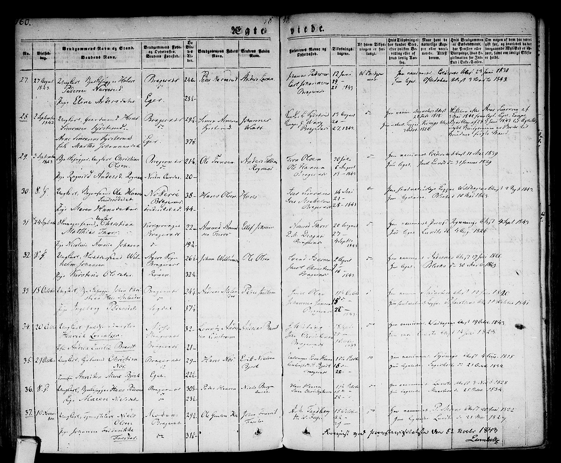 Bragernes kirkebøker, AV/SAKO-A-6/F/Fc/L0001: Parish register (official) no. III 1, 1830-1853, p. 160