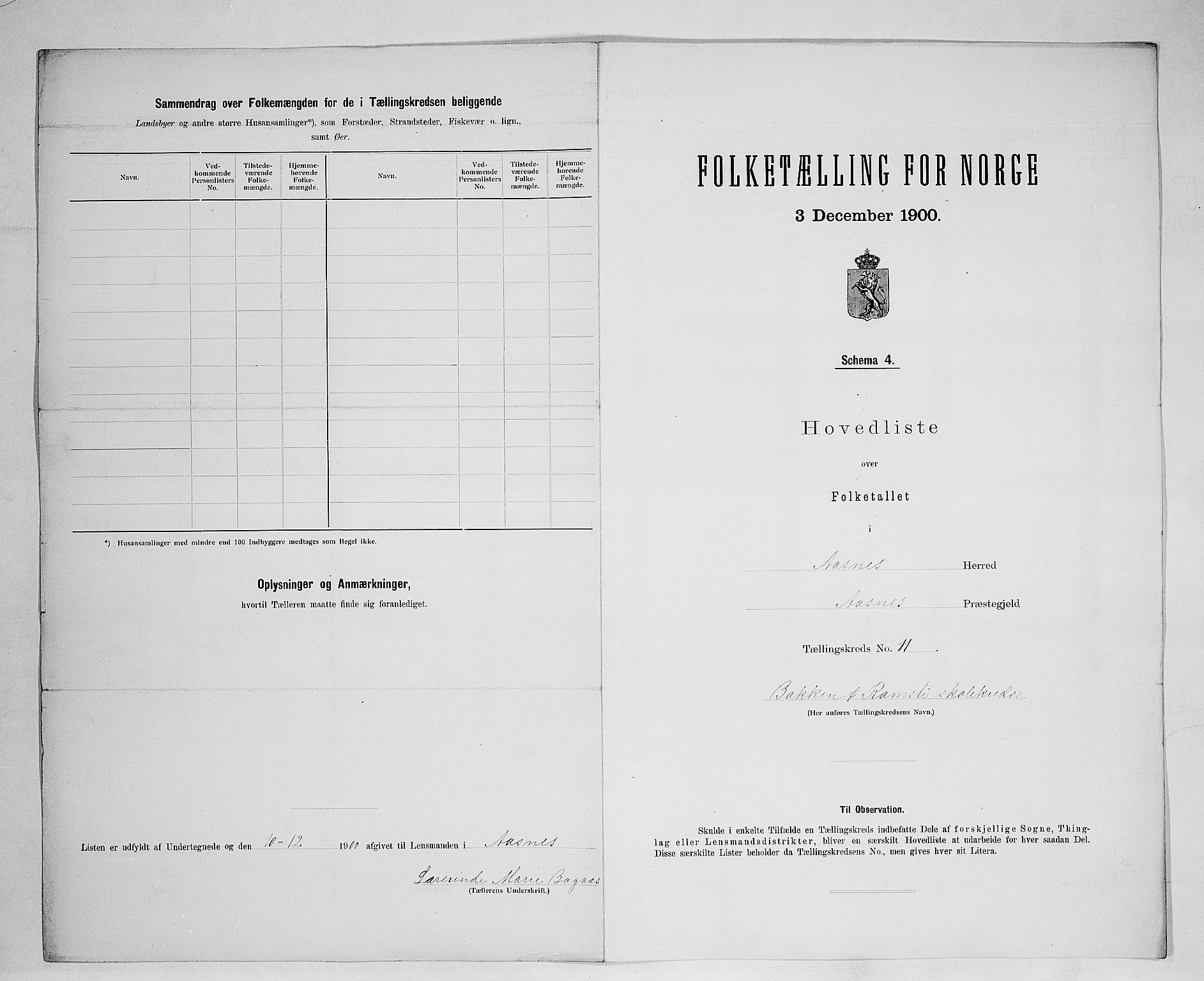 SAH, 1900 census for Åsnes, 1900, p. 47