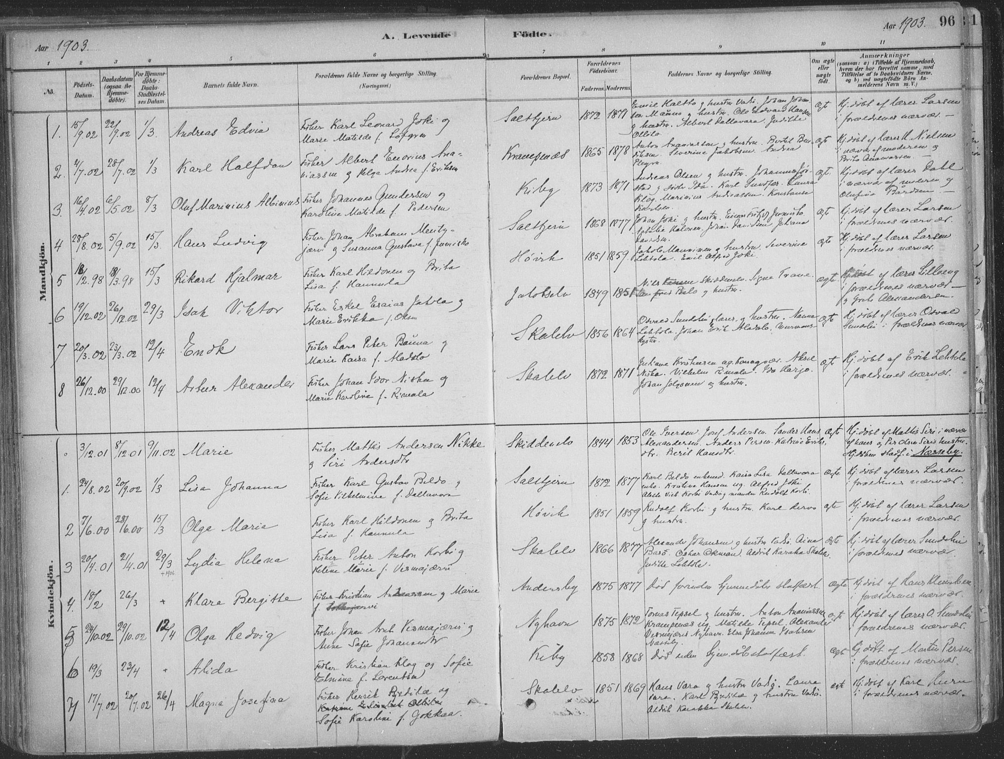 Vadsø sokneprestkontor, SATØ/S-1325/H/Ha/L0009kirke: Parish register (official) no. 9, 1881-1917, p. 96