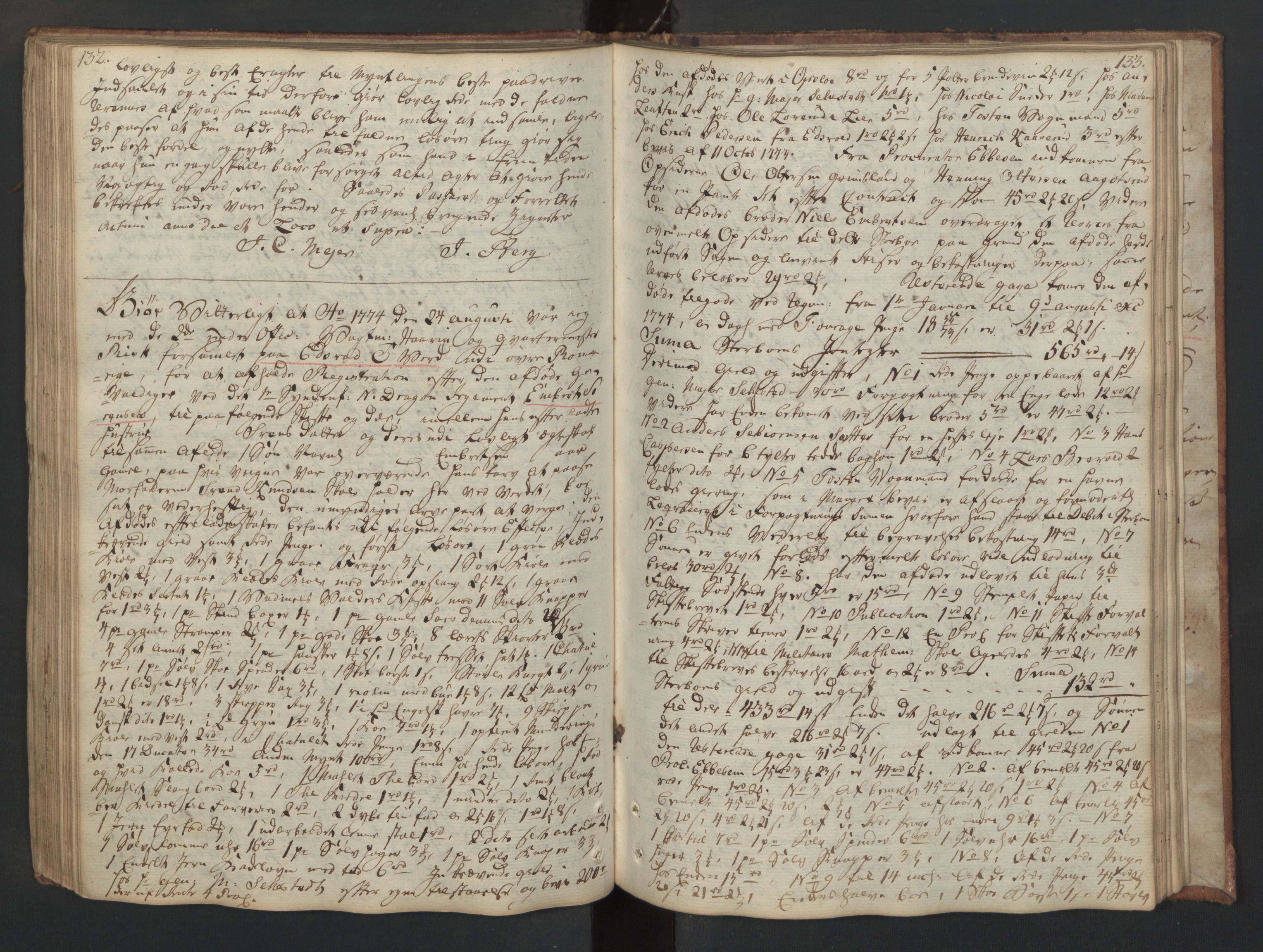 Forsvaret, Generalauditøren, AV/RA-RAFA-1772/F/Fj/Fjc/L0007: Skifteprotokol for 1ste søndenfjeldske dragonregiment, 1762-1789, p. 132-133