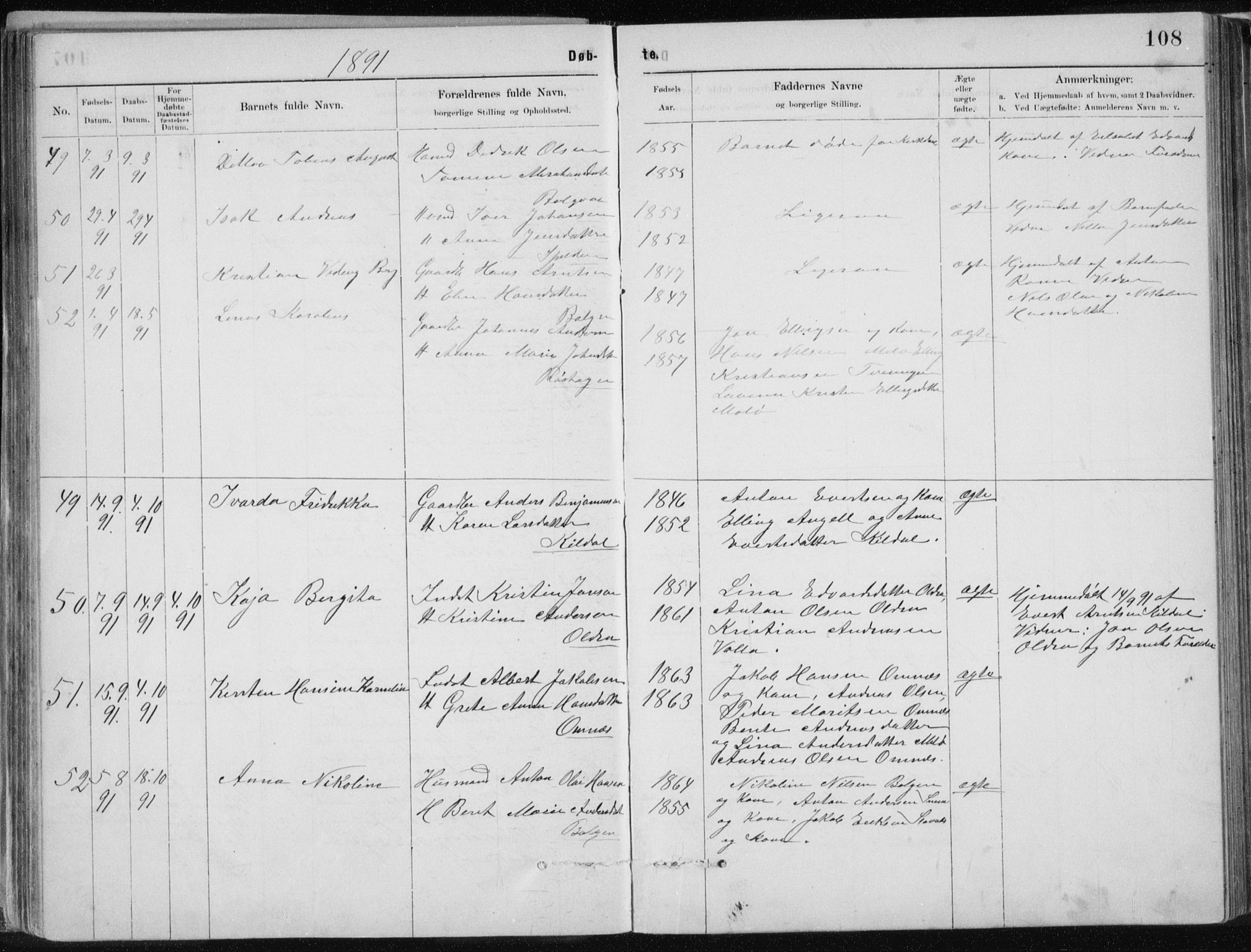 Ministerialprotokoller, klokkerbøker og fødselsregistre - Nordland, AV/SAT-A-1459/843/L0636: Parish register (copy) no. 843C05, 1884-1909, p. 108