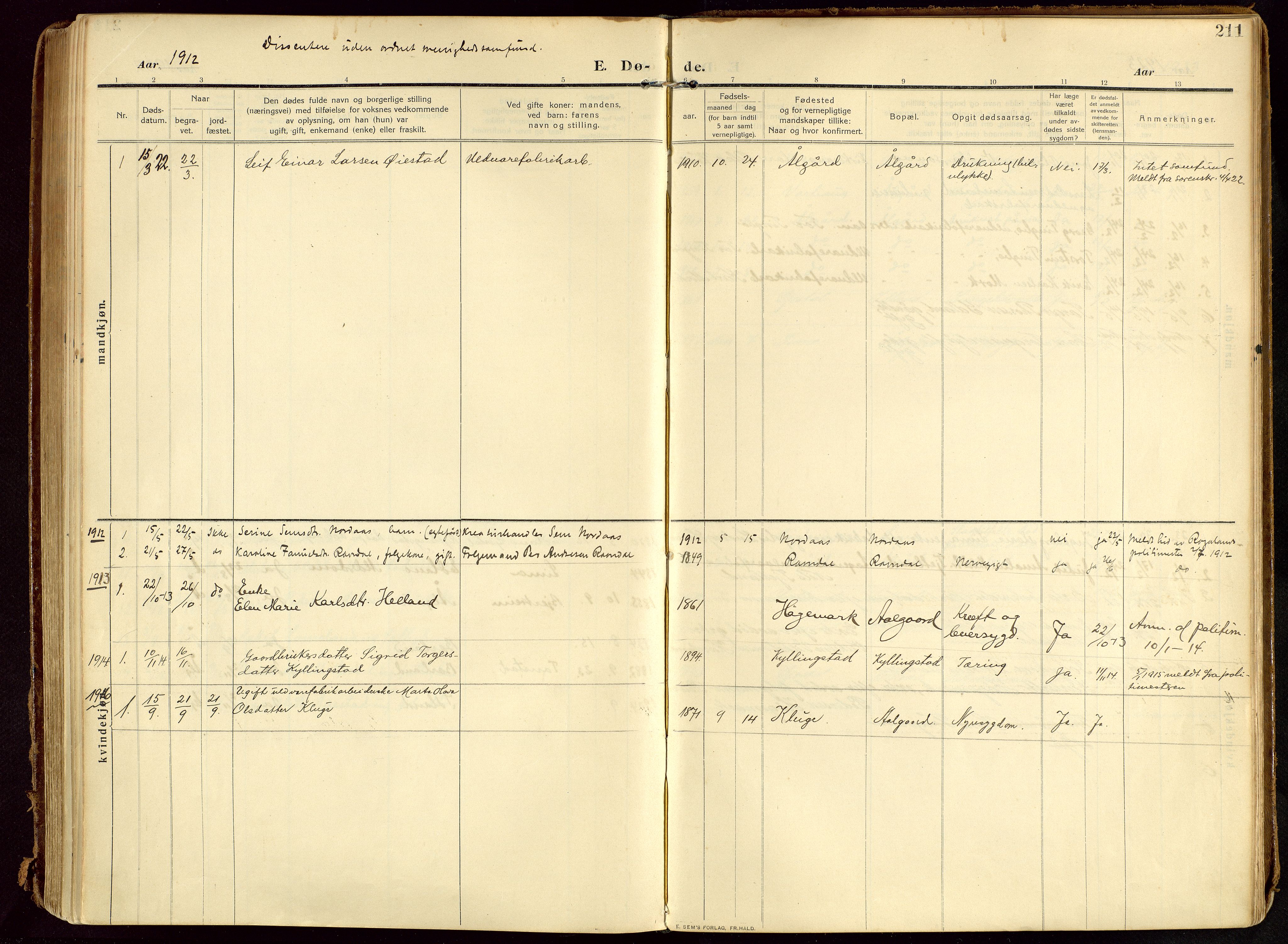 Lye sokneprestkontor, SAST/A-101794/002/B/L0001: Parish register (official) no. A 13, 1910-1925, p. 211