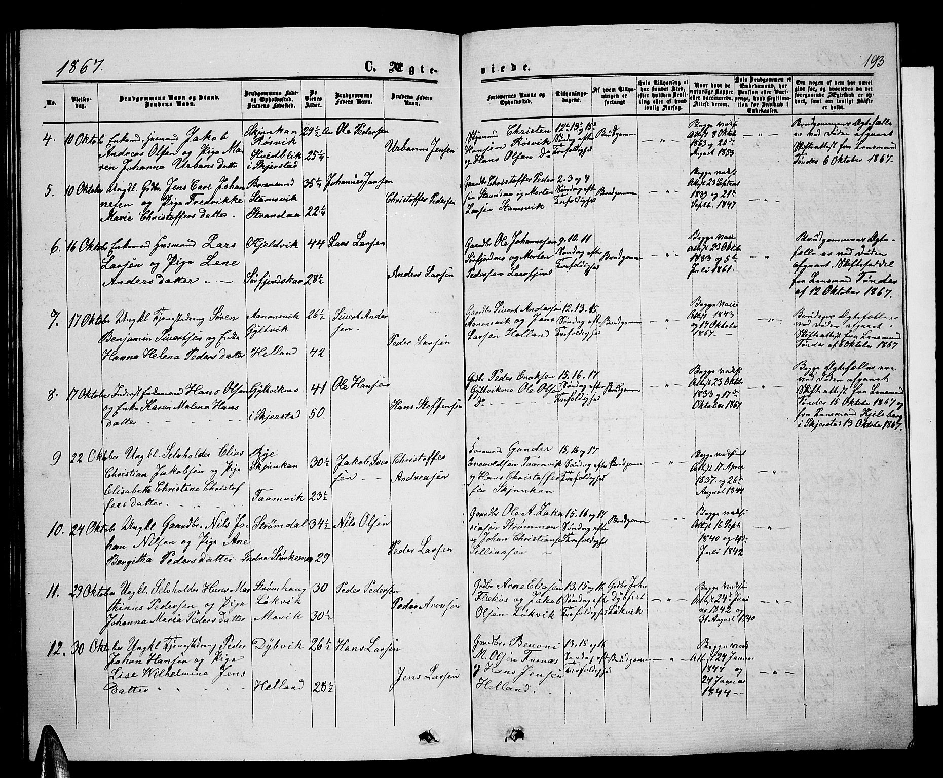 Ministerialprotokoller, klokkerbøker og fødselsregistre - Nordland, AV/SAT-A-1459/853/L0775: Parish register (copy) no. 853C03, 1859-1877, p. 193