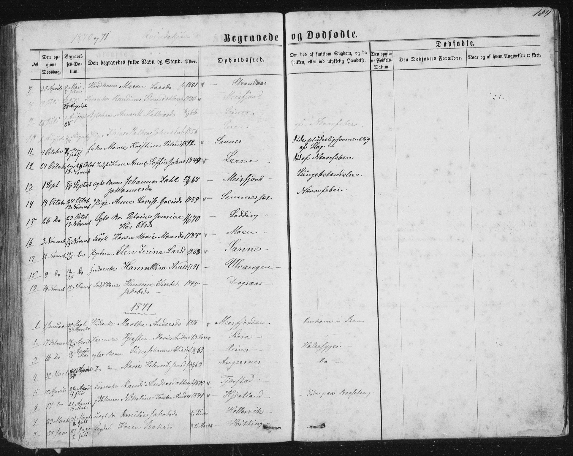 Ministerialprotokoller, klokkerbøker og fødselsregistre - Nordland, AV/SAT-A-1459/831/L0476: Parish register (copy) no. 831C03, 1866-1877, p. 184