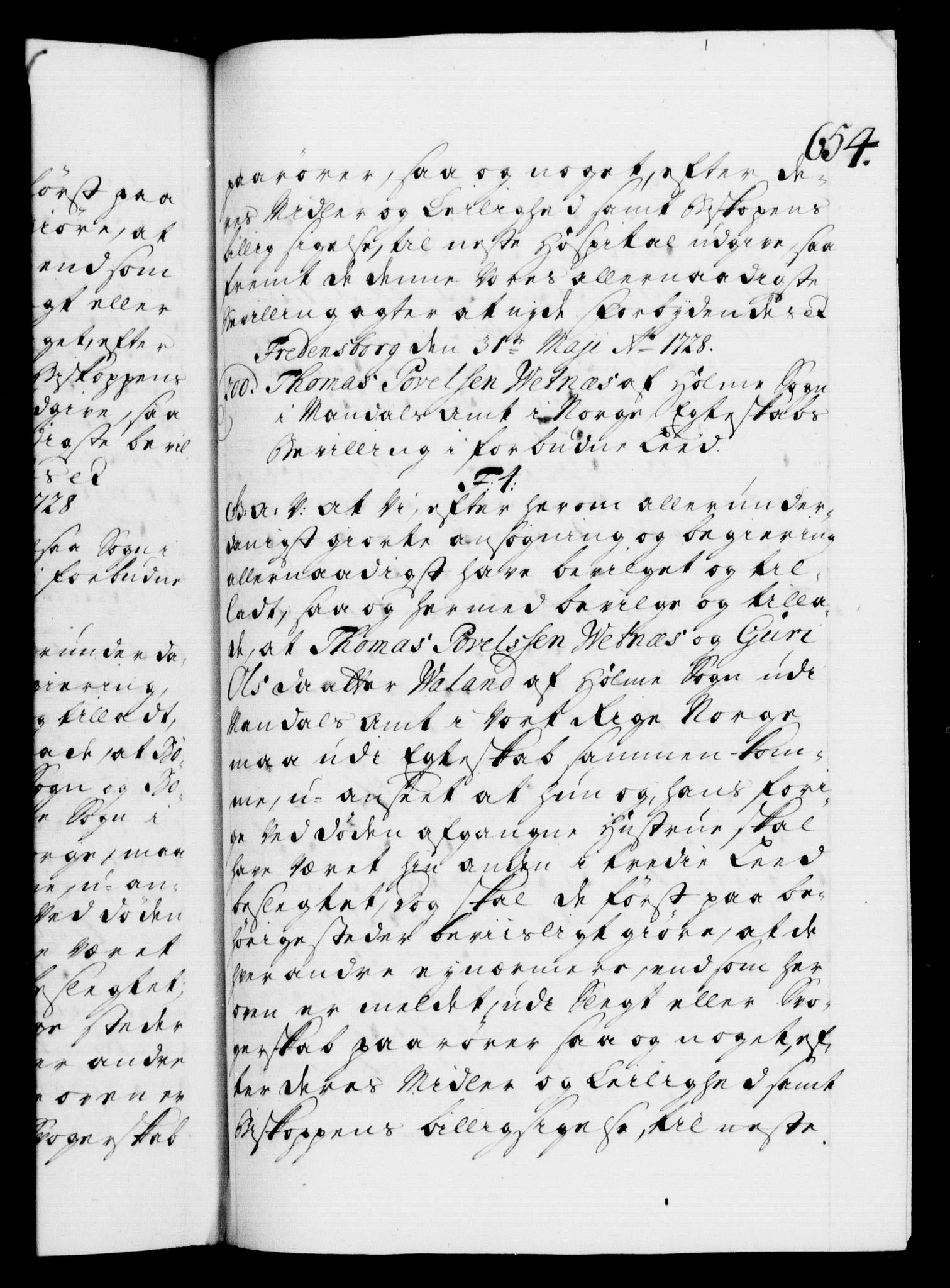 Danske Kanselli 1572-1799, AV/RA-EA-3023/F/Fc/Fca/Fcaa/L0025: Norske registre, 1726-1728, p. 654a