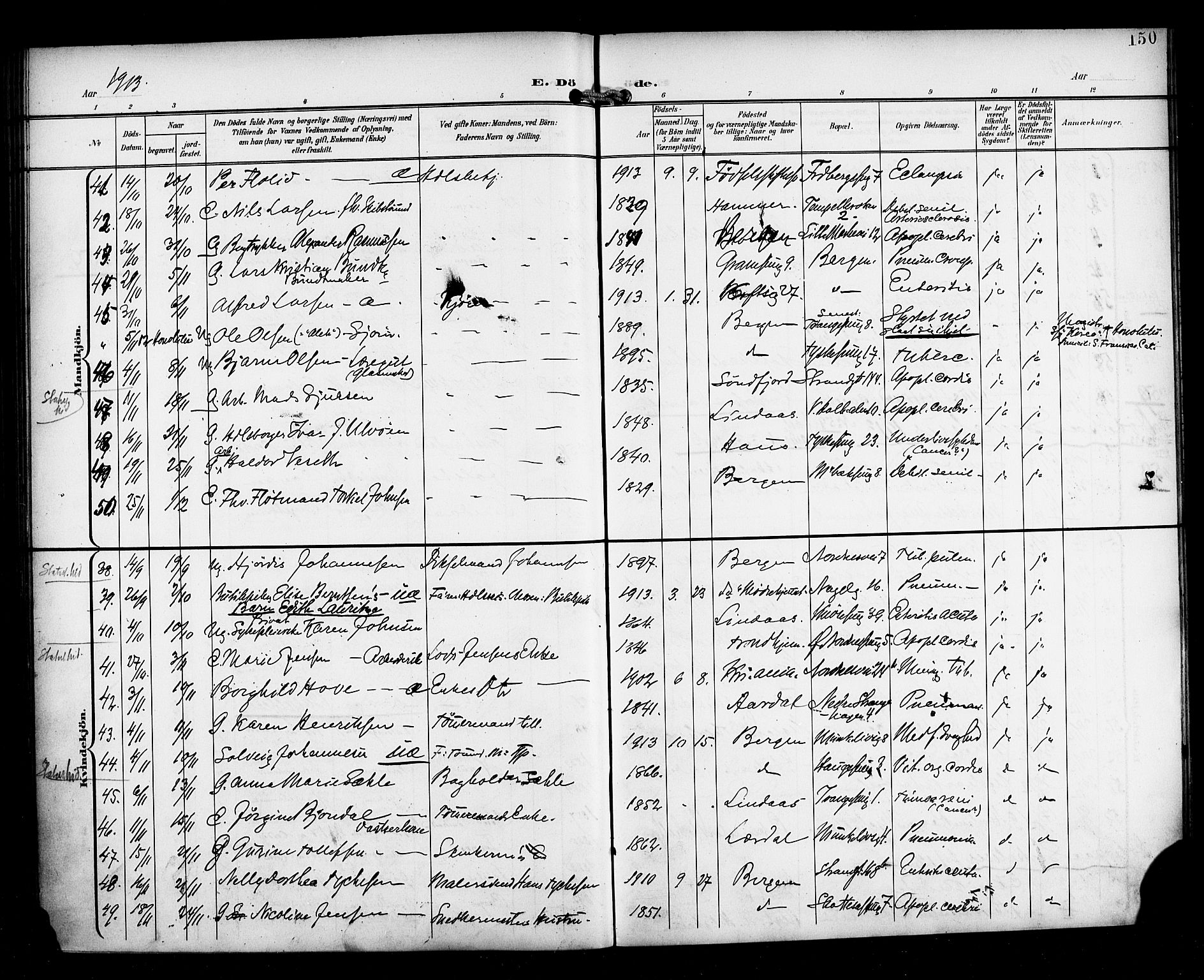 Nykirken Sokneprestembete, SAB/A-77101/H/Haa/L0045: Parish register (official) no. E 5, 1899-1917, p. 150