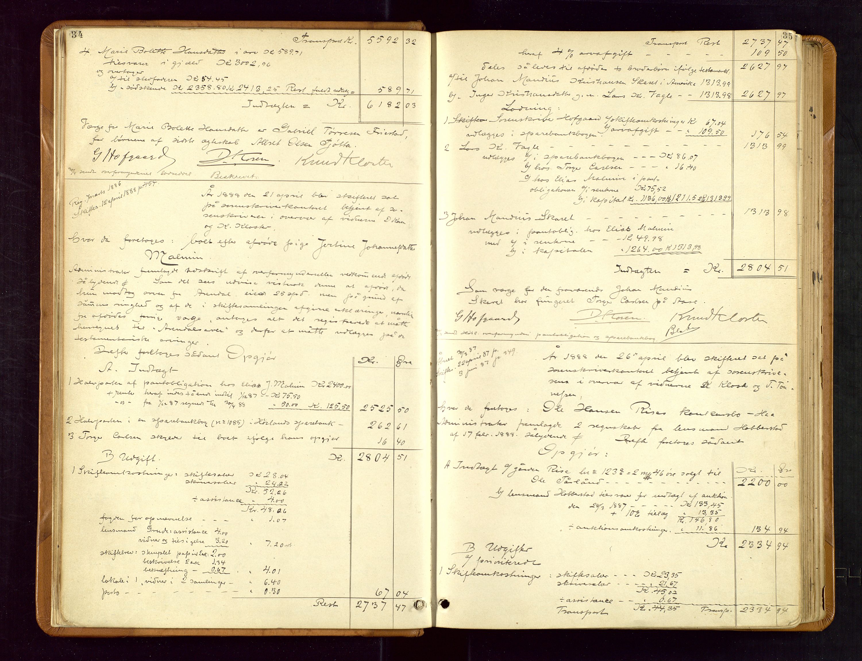 Jæren sorenskriveri, AV/SAST-A-100310/01/5/50/50BB/L0004: SKIFTEUTLODNINGSPROTOKOLL, 1887-1893, p. 34-35