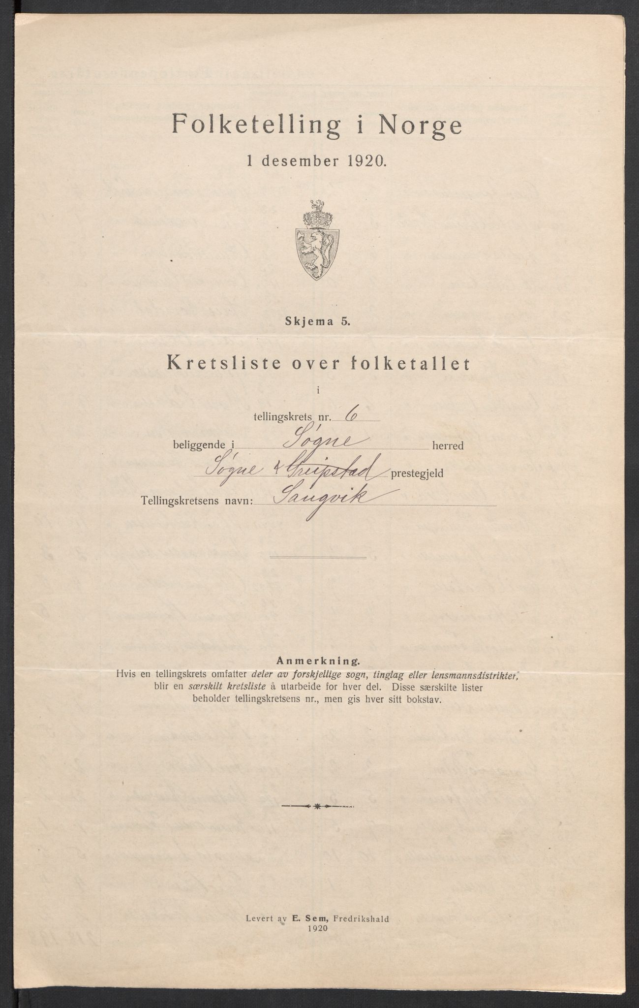 SAK, 1920 census for Søgne, 1920, p. 23