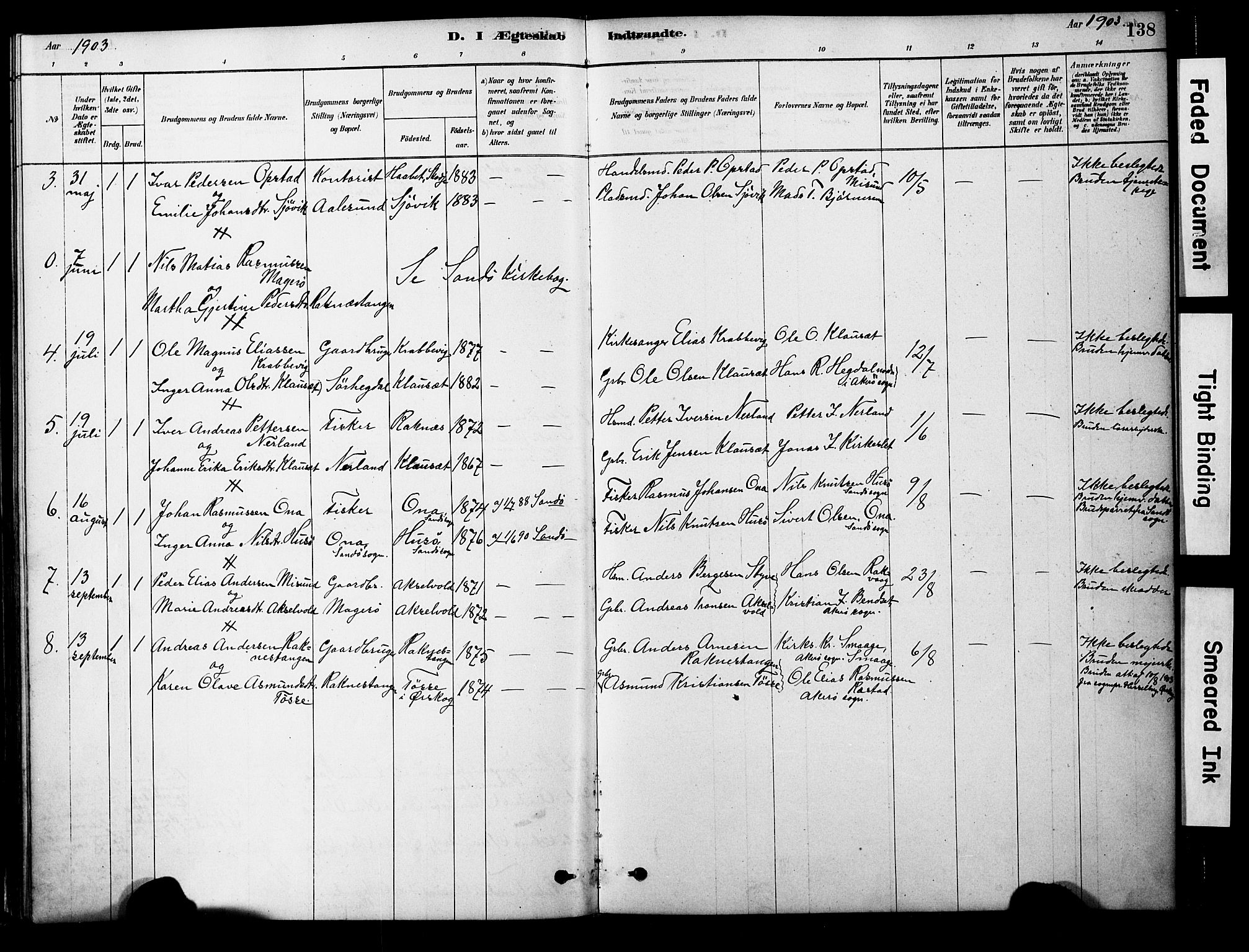 Ministerialprotokoller, klokkerbøker og fødselsregistre - Møre og Romsdal, AV/SAT-A-1454/563/L0736: Parish register (official) no. 563A01, 1878-1903, p. 138