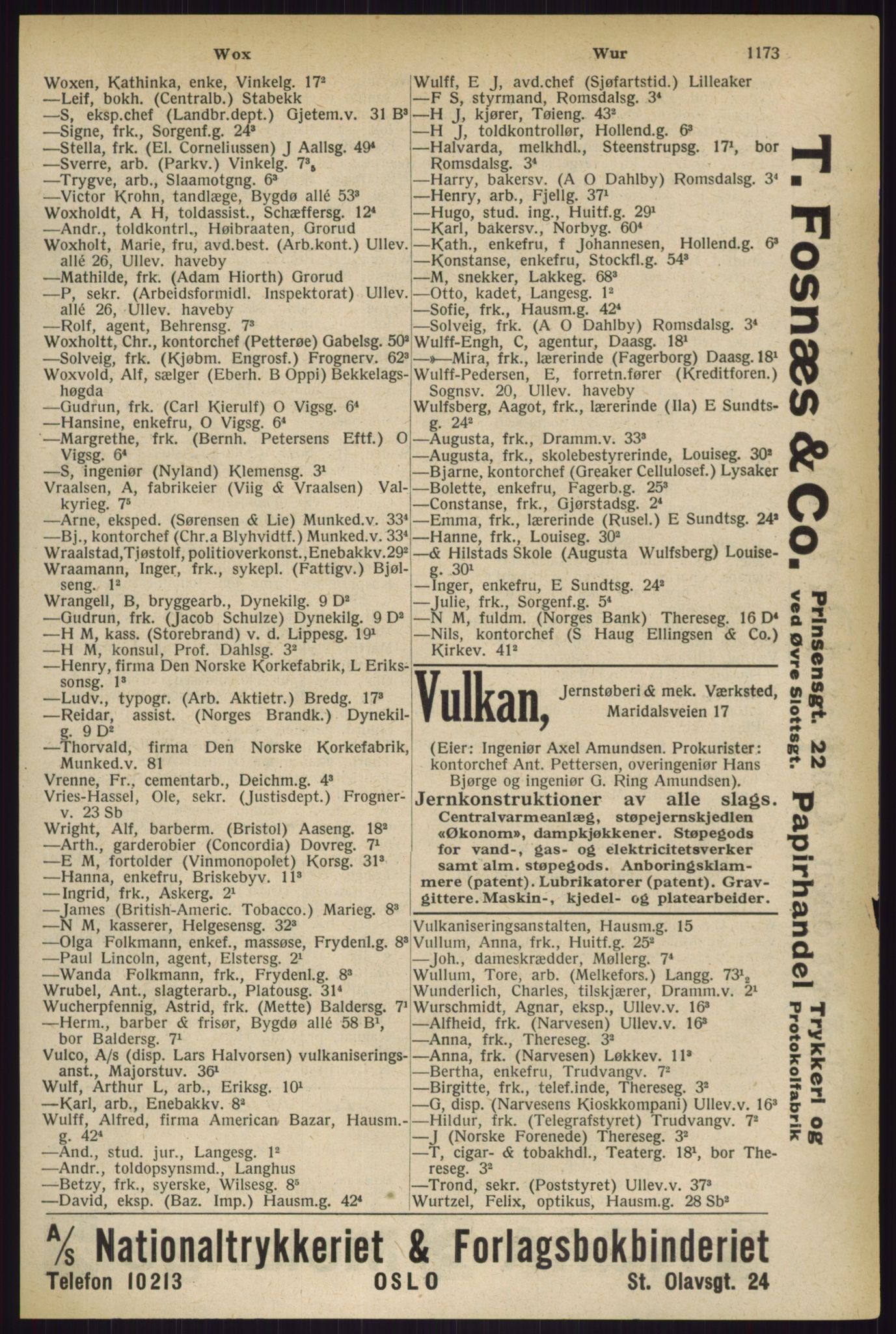 Kristiania/Oslo adressebok, PUBL/-, 1927, p. 1173