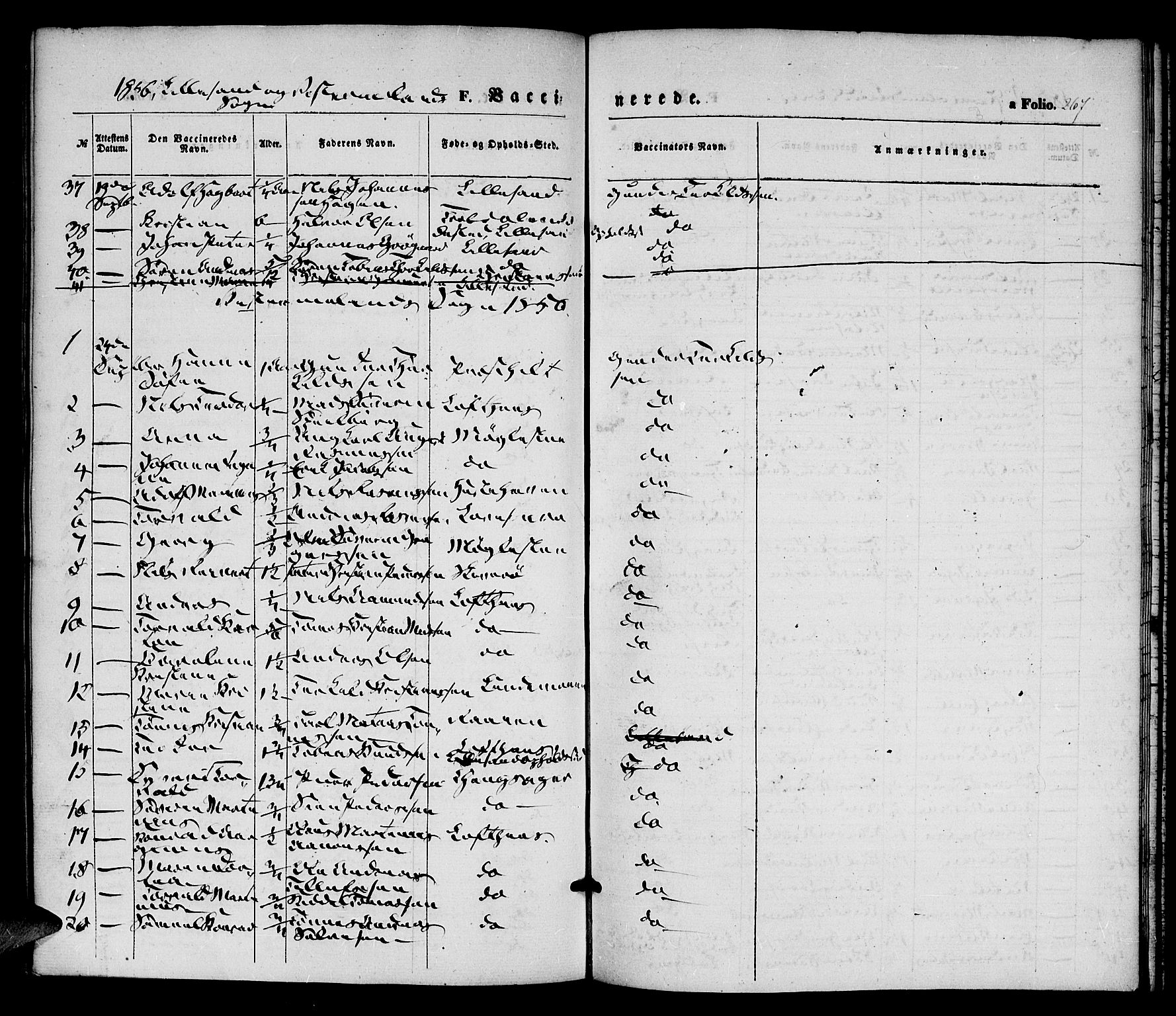 Vestre Moland sokneprestkontor, AV/SAK-1111-0046/F/Fa/Fab/L0006: Parish register (official) no. A 6, 1850-1858, p. 267