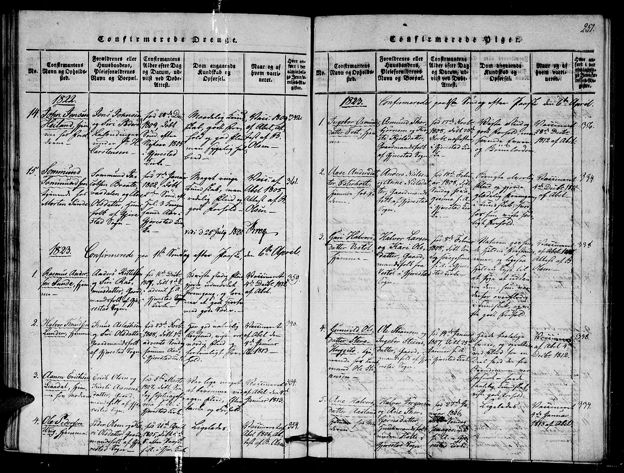 Gjerstad sokneprestkontor, AV/SAK-1111-0014/F/Fa/Faa/L0004: Parish register (official) no. A 4, 1816-1829, p. 251