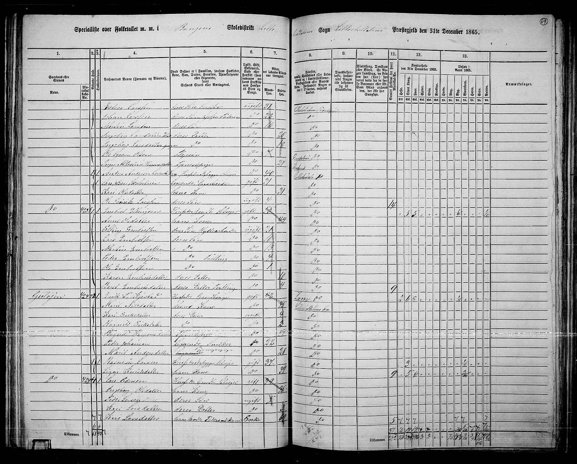 RA, 1865 census for Lille Elvedalen, 1865, p. 63