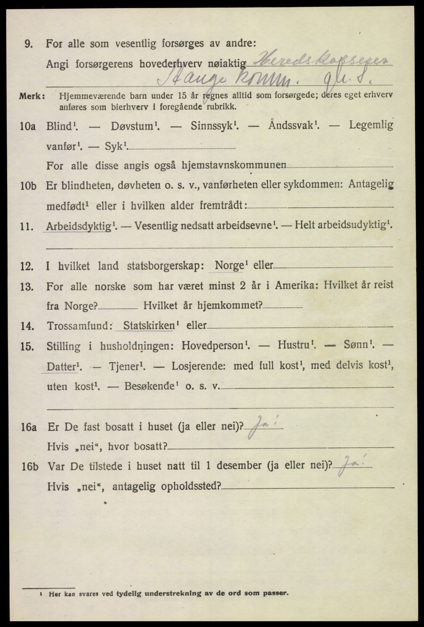 SAH, 1920 census for Stange, 1920, p. 12614