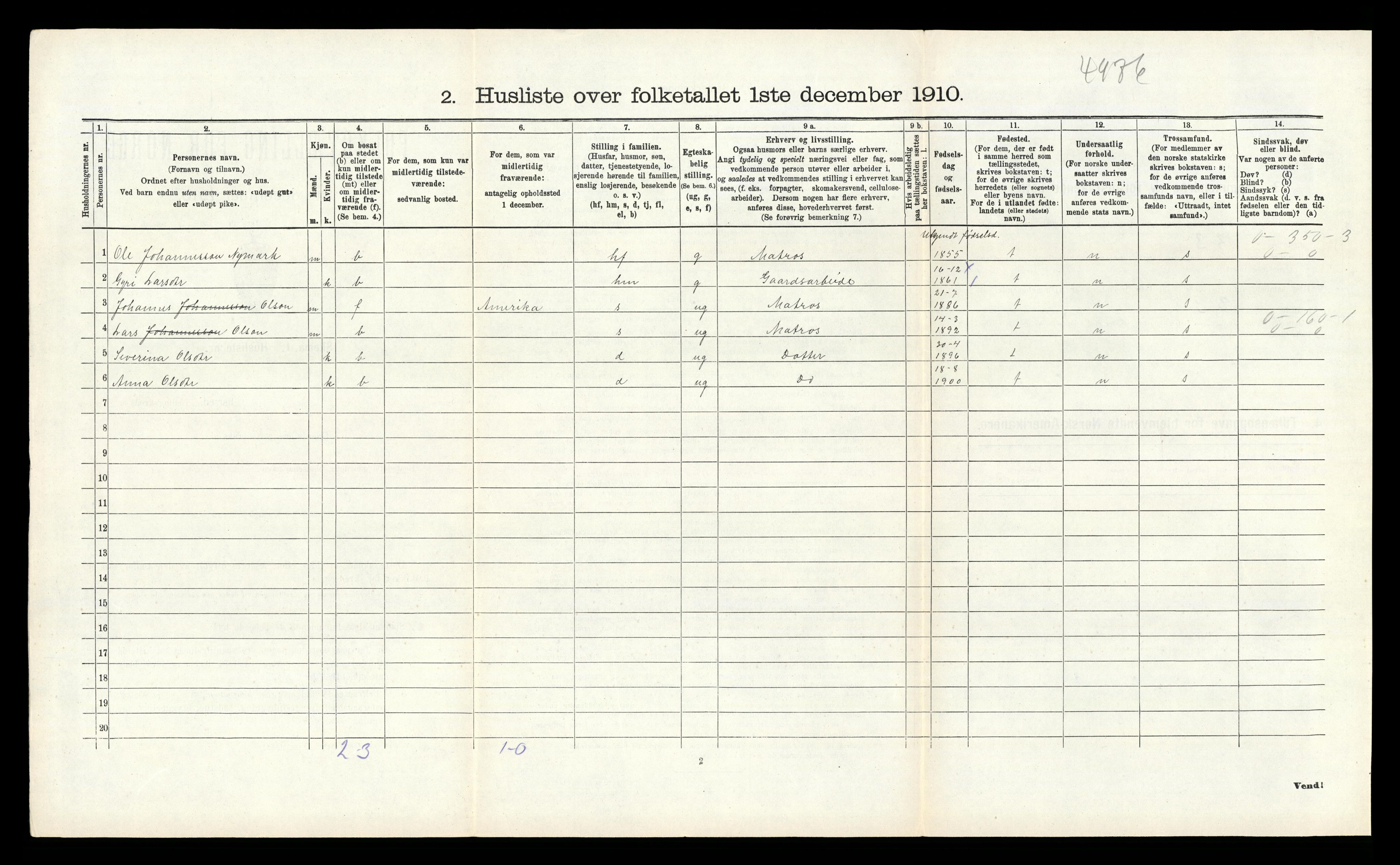 RA, 1910 census for Tysnes, 1910, p. 1251