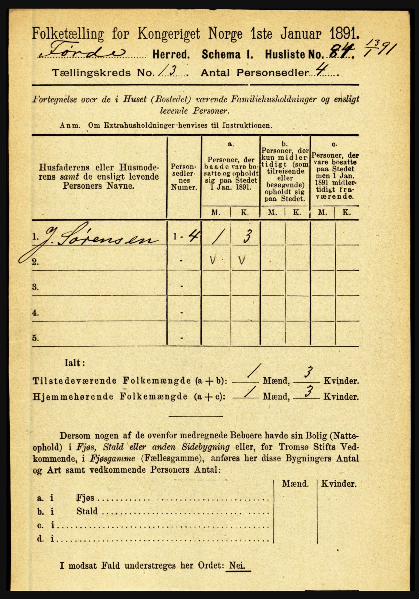 RA, 1891 census for 1432 Førde, 1891, p. 4578