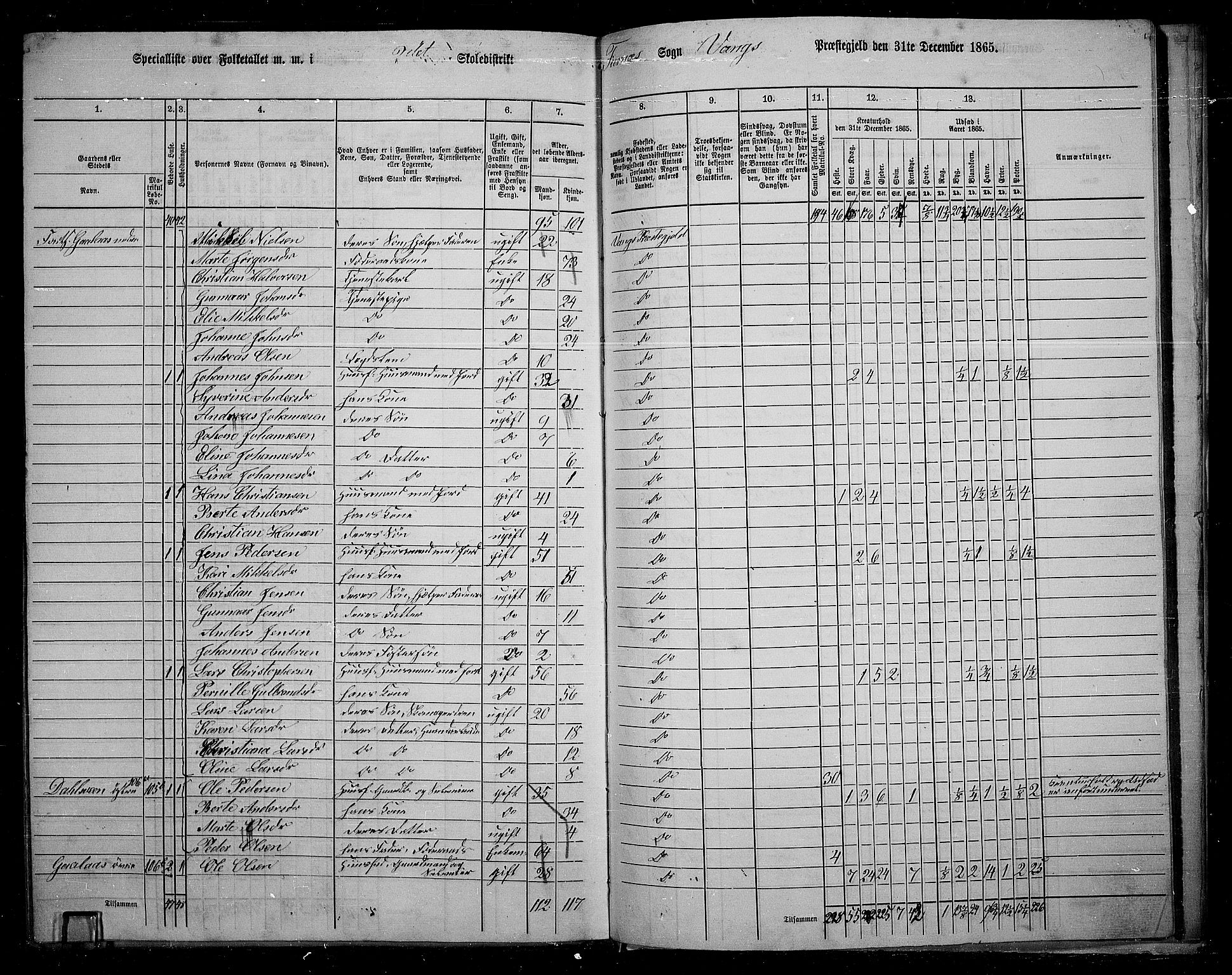 RA, 1865 census for Vang/Vang og Furnes, 1865, p. 128