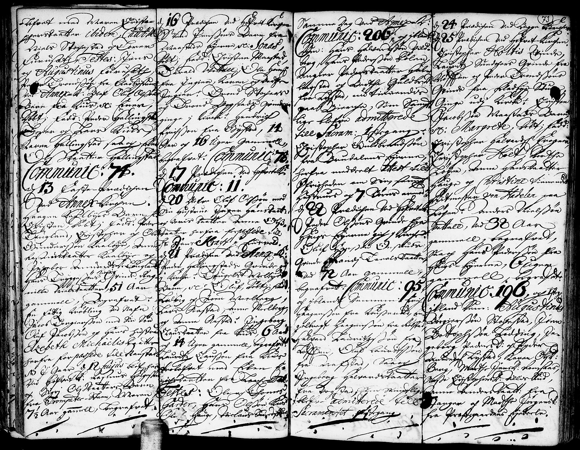 Ullensaker prestekontor Kirkebøker, AV/SAO-A-10236a/F/Fa/L0001: Parish register (official) no. I 1, 1689-1701, p. 73