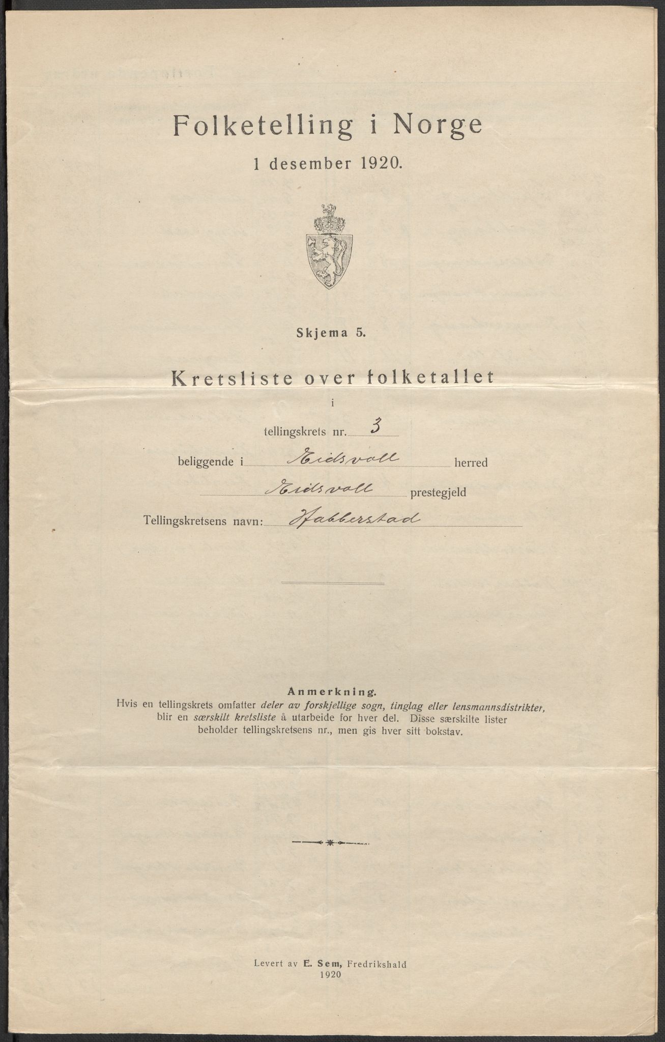 SAO, 1920 census for Eidsvoll, 1920, p. 18