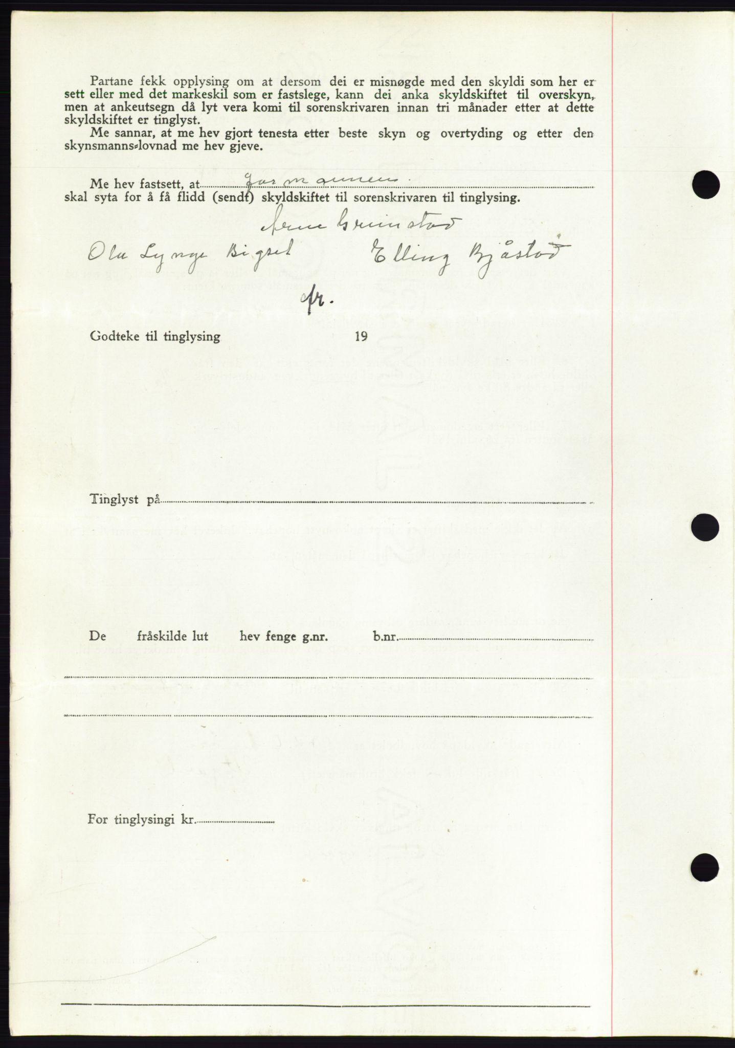 Søre Sunnmøre sorenskriveri, AV/SAT-A-4122/1/2/2C/L0076: Mortgage book no. 2A, 1943-1944, Diary no: : 889/1944